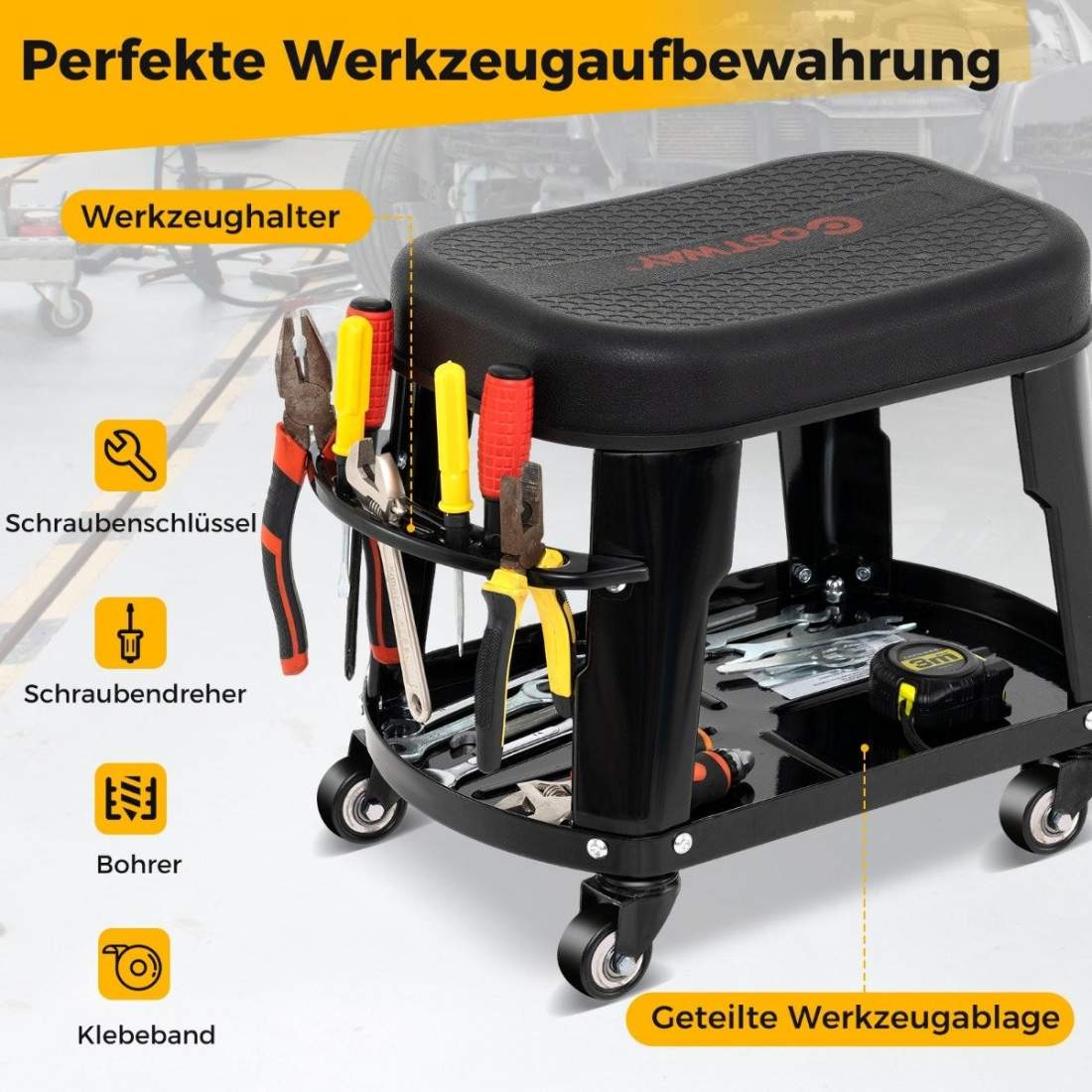 Verkstadspall verkstadsstol med utrustningsbricka och verktygshållare verkstadsrullstol svart | Elektronik - Tillbehör Mobil & Surfplatta - Skärmskydd - LG | Pryloteket