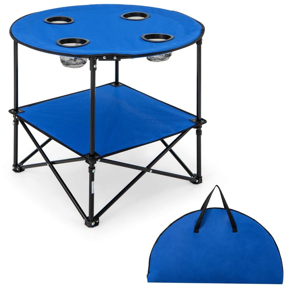 Sammenklappeligt campingbord med drikkevareholdere & bæretaske 2 etagers fiskebord picnicbord