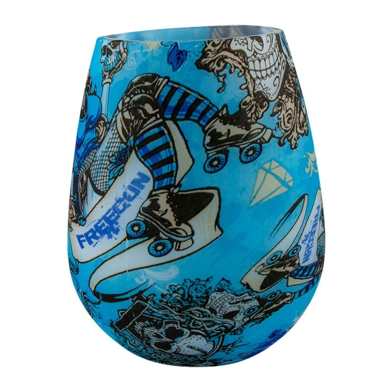 Drikkeglas i Silikone med Mønster - Blå Skalle