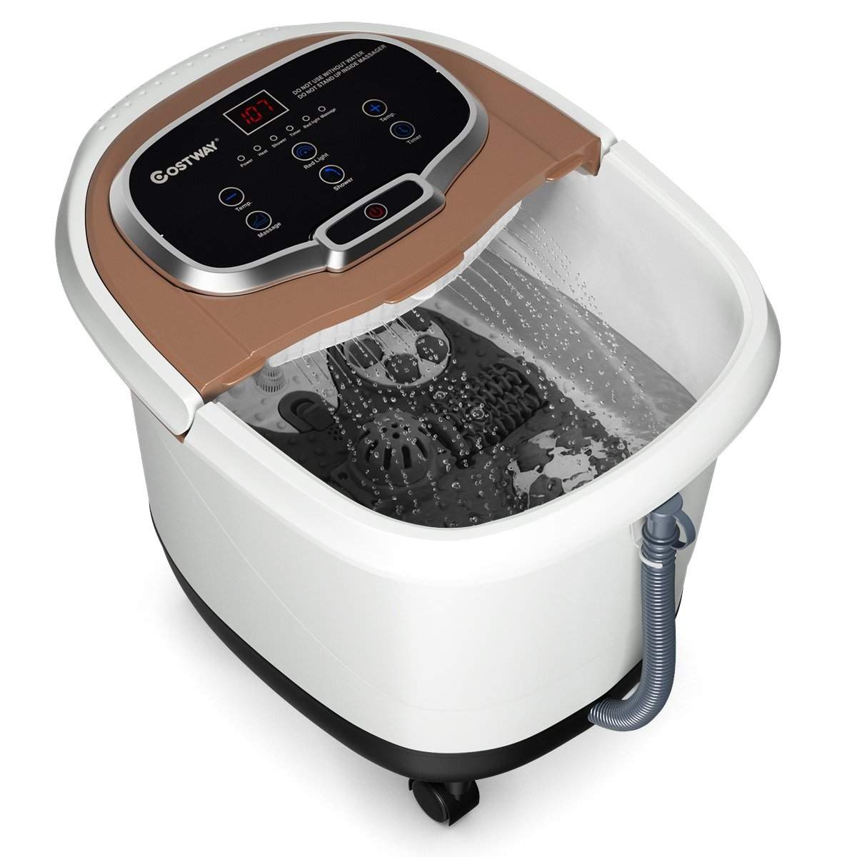 Jalkakylpyhieronta teloilla 35-48℃ Sähköinen jalkakylpysuihkuhieronta Ruskea