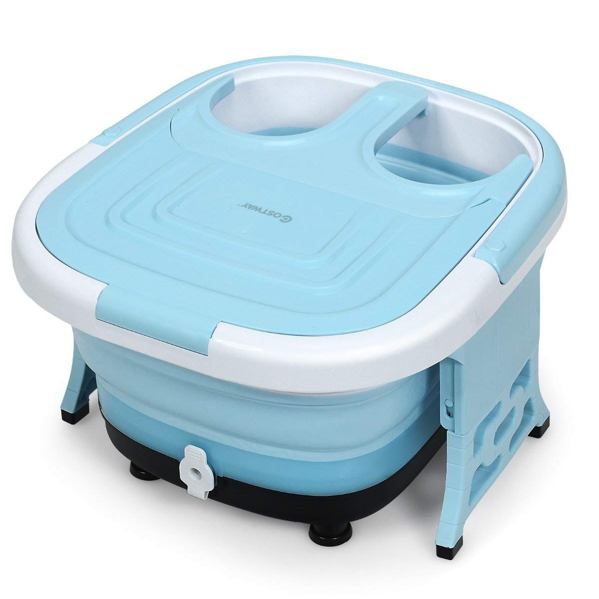 Fodbadsmassager foldbar med fjernbetjening fodbad spabad 42 x 40 x 24 cm blå