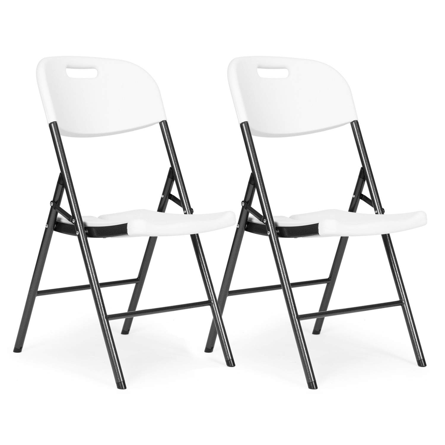 Sæt med 2 klapstole, cateringsæt, metal, HDPE, hvid, ModernHome