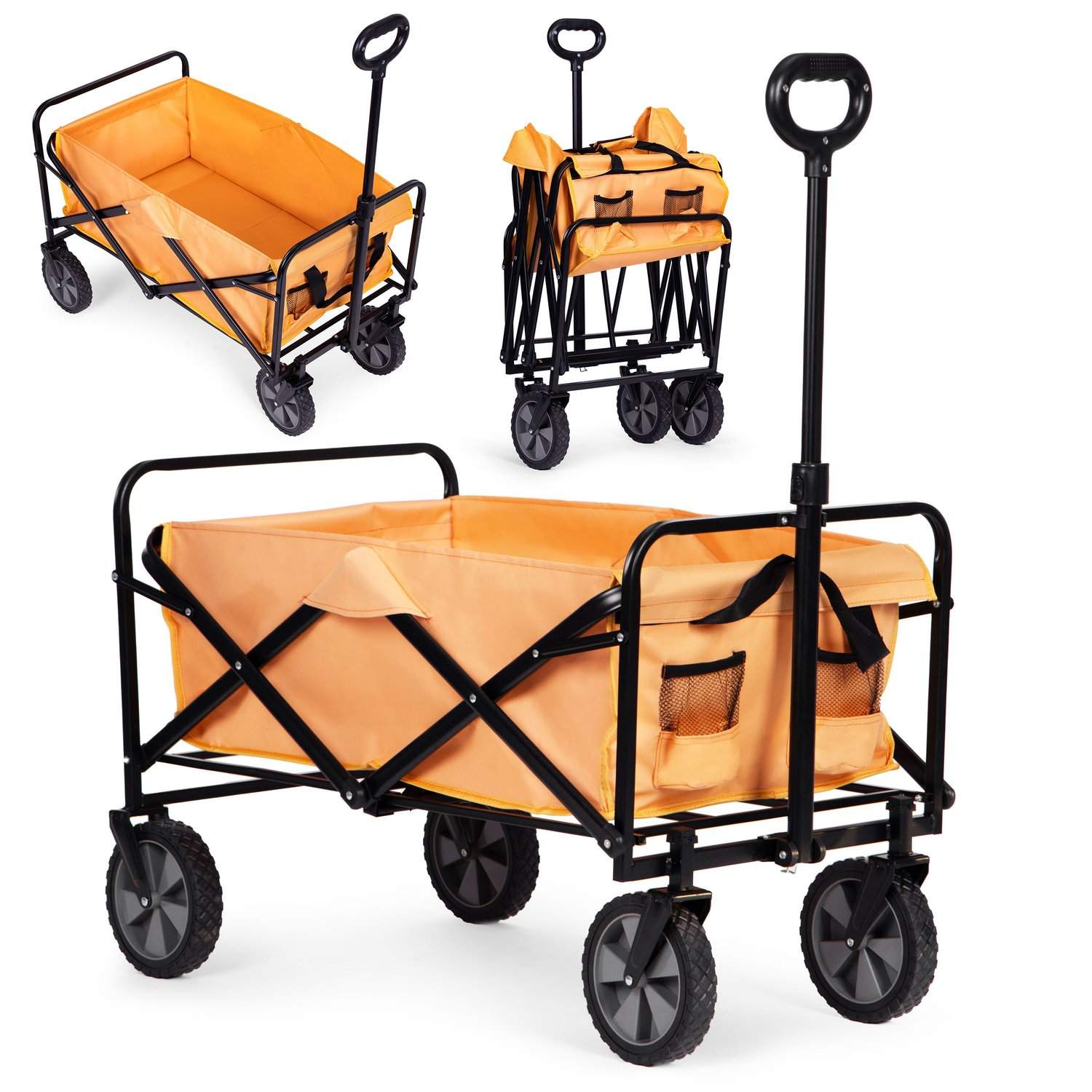 Sammenklappelig transportvogn, stor havevogn, orange, 47x105 cm, MultiGarden