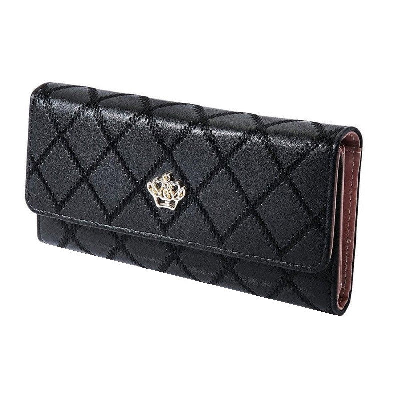 Naisten Lompakko Ruutukuviolla ja Kullanvärisellä Kruunulla