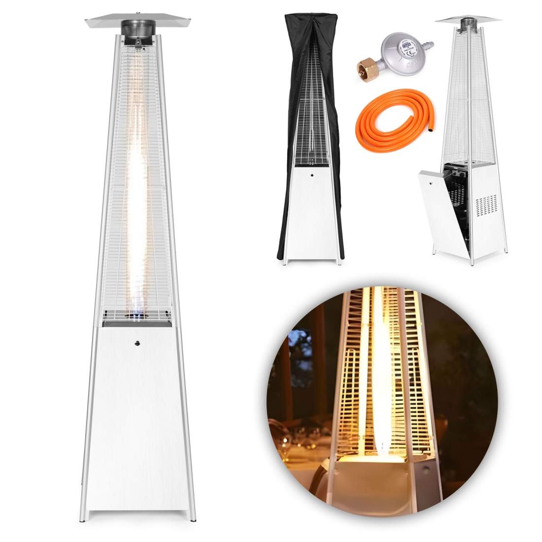 Gasterrassvärmare, 13 kW, rostfritt stål, för trädgård och uteplats, regulator, slang, lock, MultiGarden | Mode & Accessoarer - Accessoarer - Paraply | Pryloteket