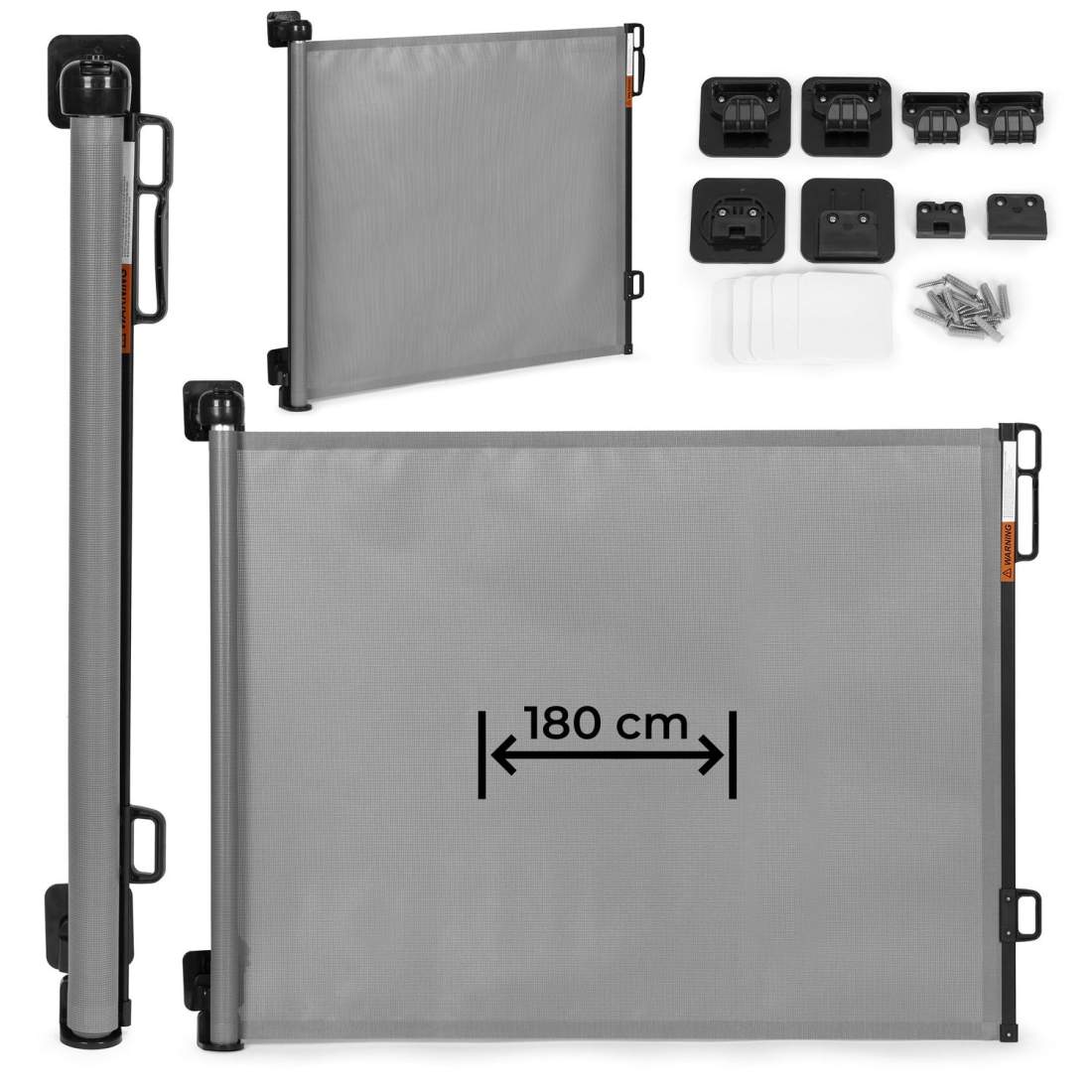 Skyddsgrindsspärrrulle, 180 cm, skyddande för trappor och dörrar, grå, ECOTOYS | Hem & Hobby - Hem & Hushåll - Balkong | Pryloteket