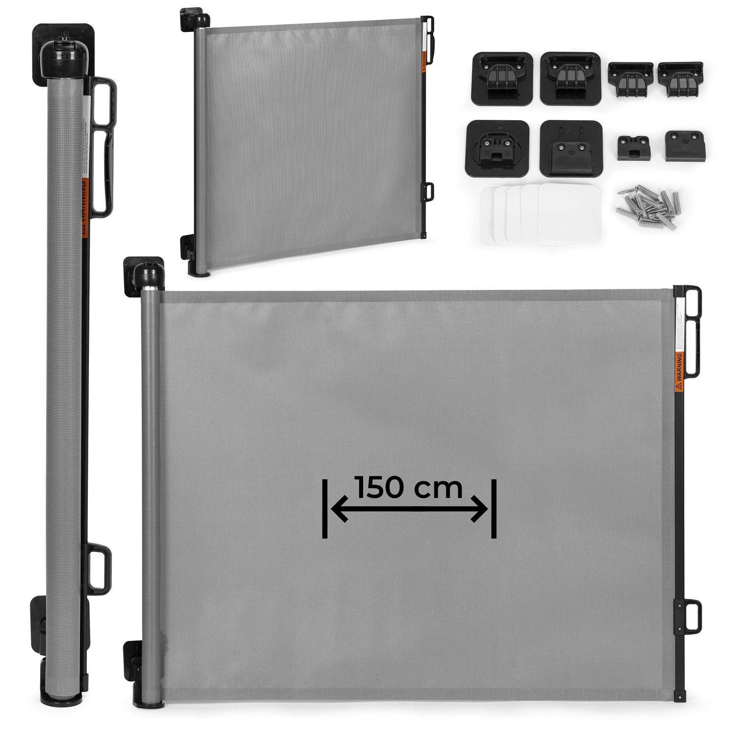 Skyddsgrindsspärrrulle, 150 cm, skyddande för trappor och dörrar, grå, ECOTOYS | Elektronik - Tillbehör Mobil & Surfplatta - Mobiltillbehör - Mobilkablar - Tillbehör | Pryloteket