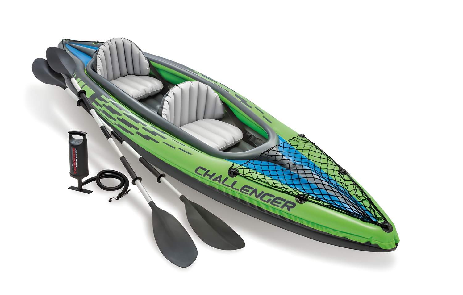 Challenger K2 oppustelig kajak til 2 personer, årer, pumpe, dæksel, INTEX 68306