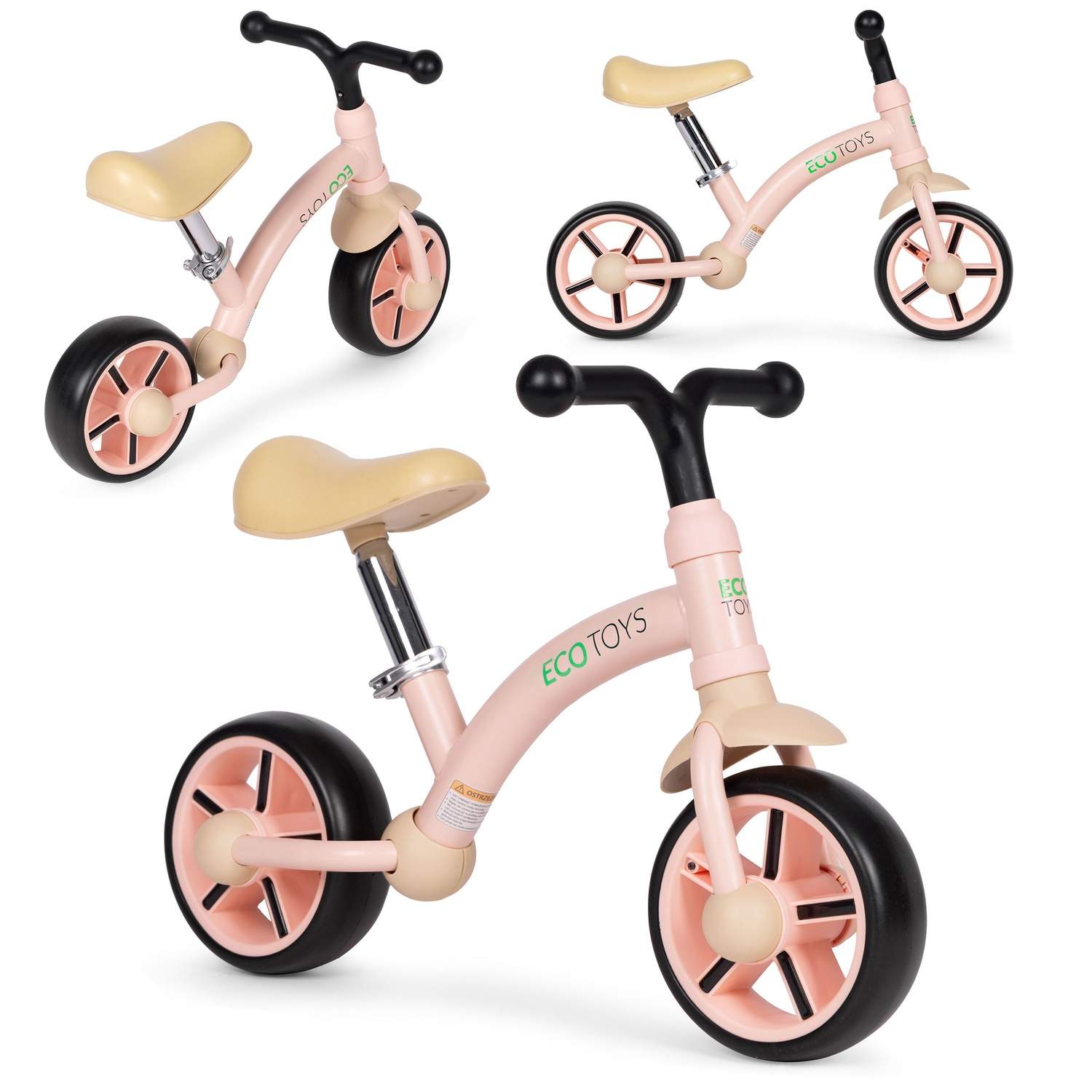 Balancecykel til børn, EVA hjul, justerbart sæde, pink, ECOTOYS