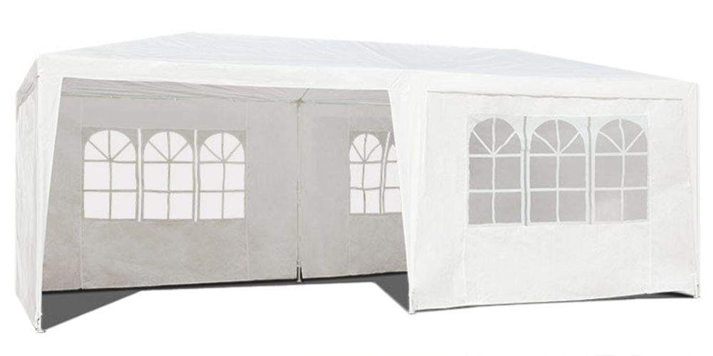 Have erhvervspavillontelt, 3x6 m, 6 vægge, hvid, MultiGarden