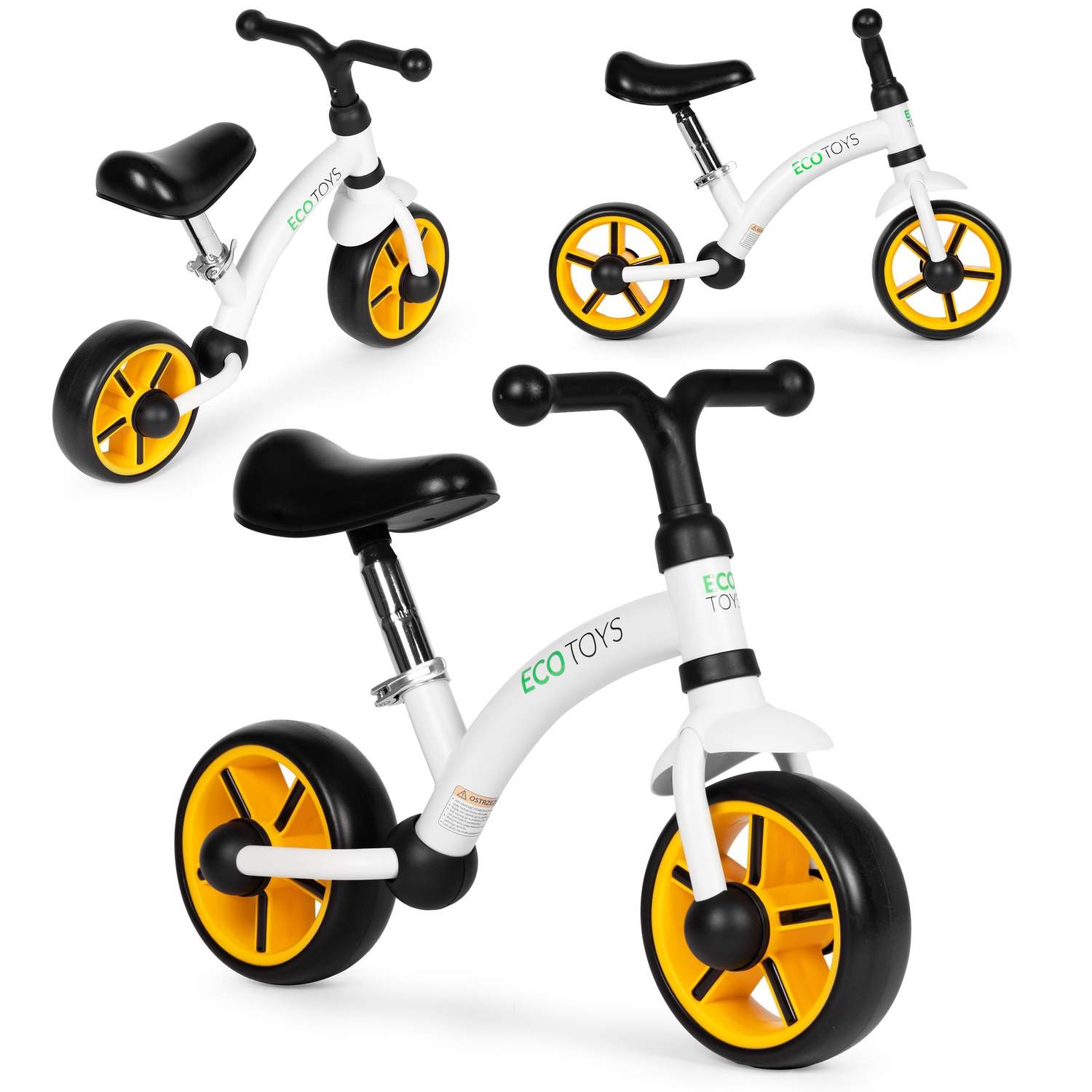 Balancecykel til børn, EVA hjul, justerbart sæde, sort, ECOTOYS