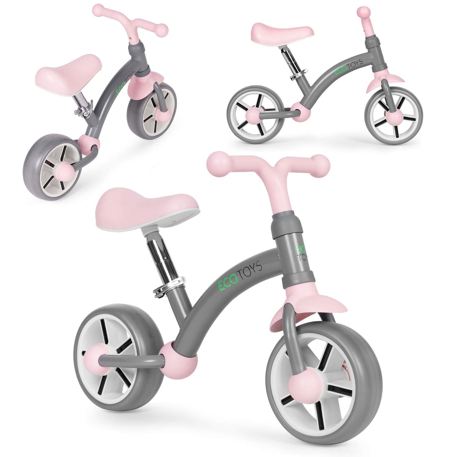 Balancecykel til børn, EVA hjul, justerbart sæde, grå, ECOTOYS