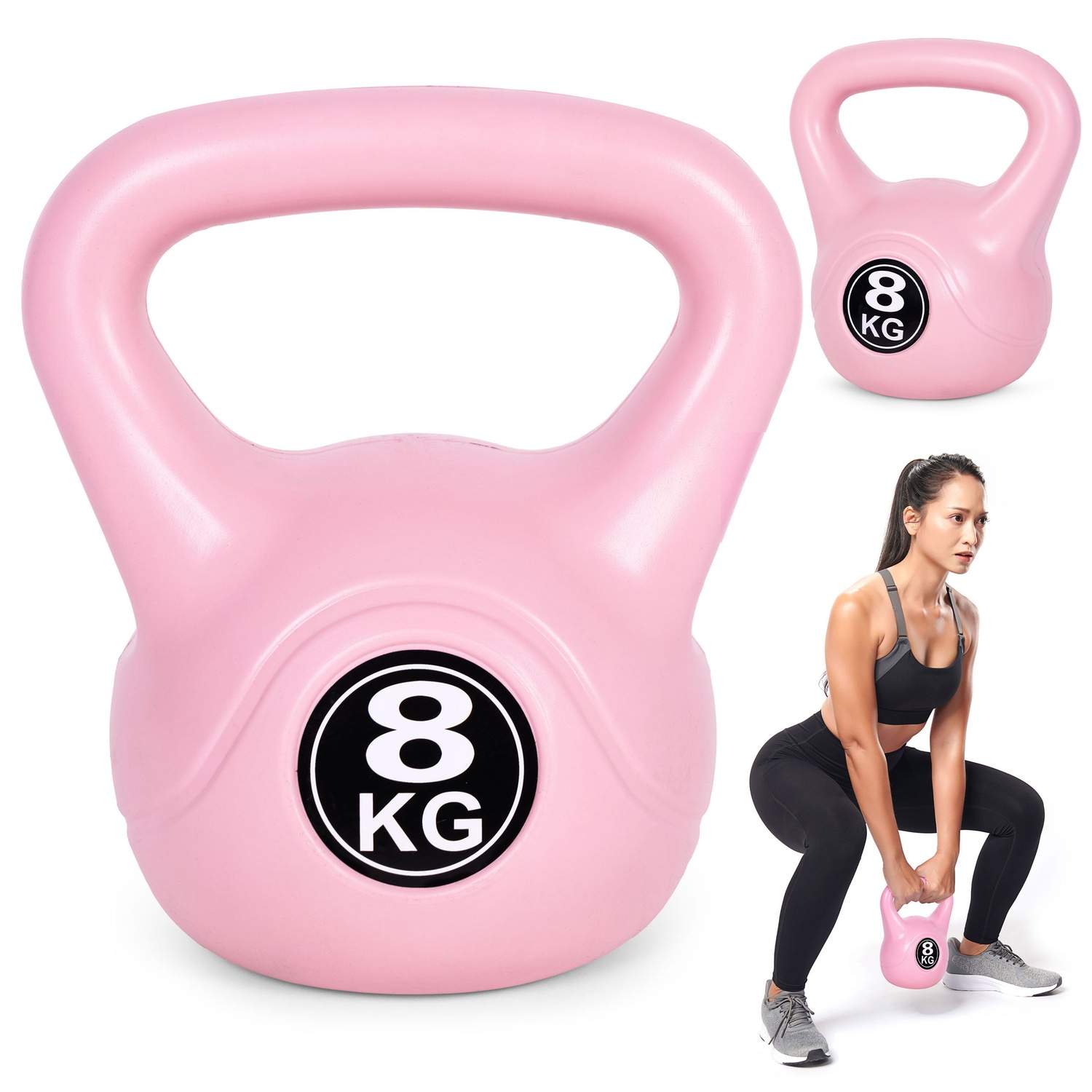 Kettlebell 8 kg för träning, hantel, viktboll, fitnessbelastning, rosa, ModernHome | Sport & Fritid - Träning - Träningsutrustning | Pryloteket