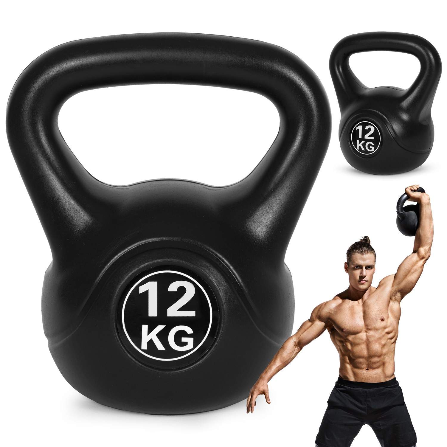Kettlebell 12 kg til træning, håndvægt, vægtbold, fitnessbelastning, ModernHome