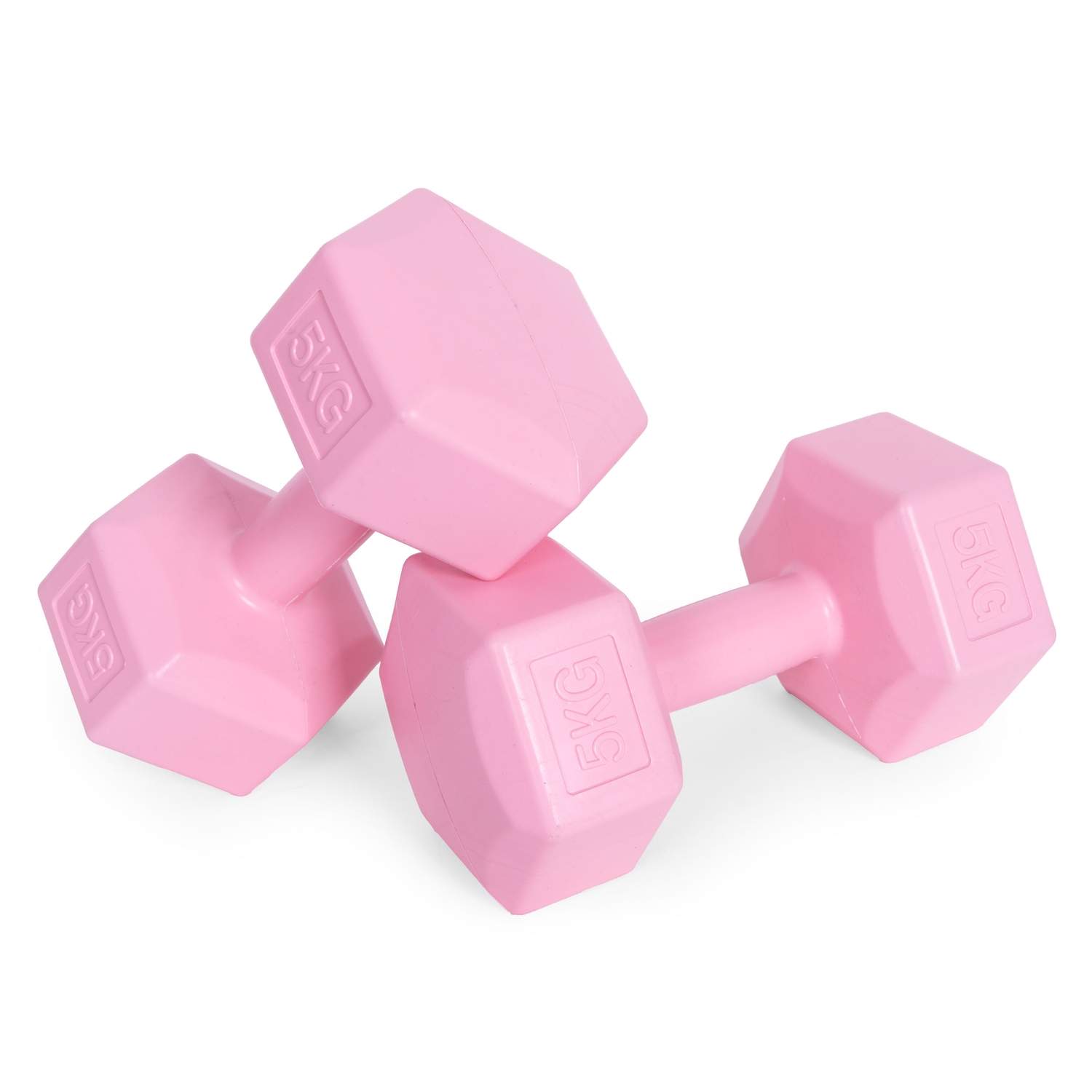 Hex håndvægte sæt 2x5 kg, træningsvægte, fitness belastning, pink, ModernHome