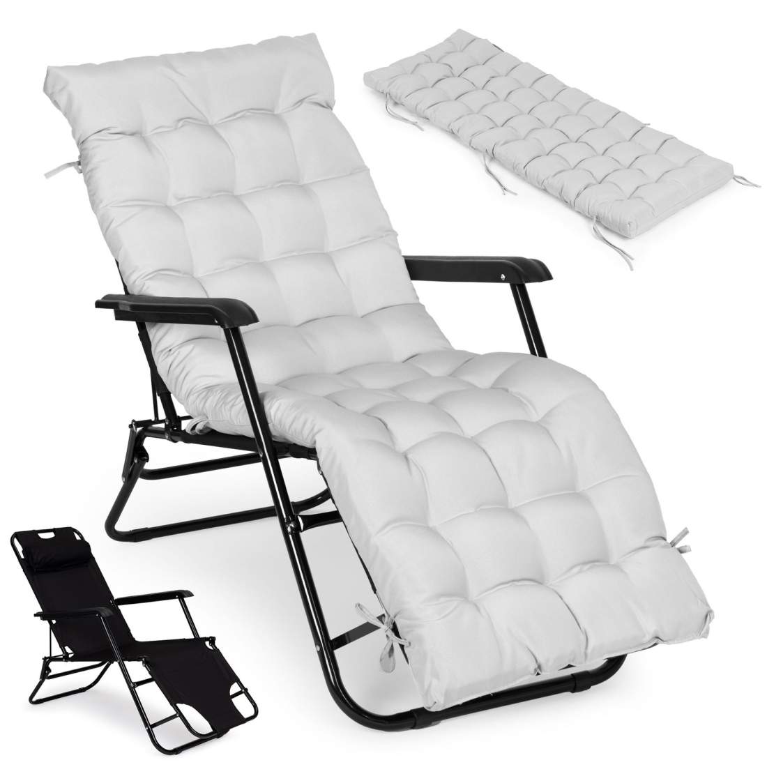 Solstol med dyna, 2-i-1 vilstol, hopfällbar struktur, för strand och trädgård | Hem & Hobby - Hem & Hushåll - Trädgårdsartiklar - Trädgårdsbord | Pryloteket