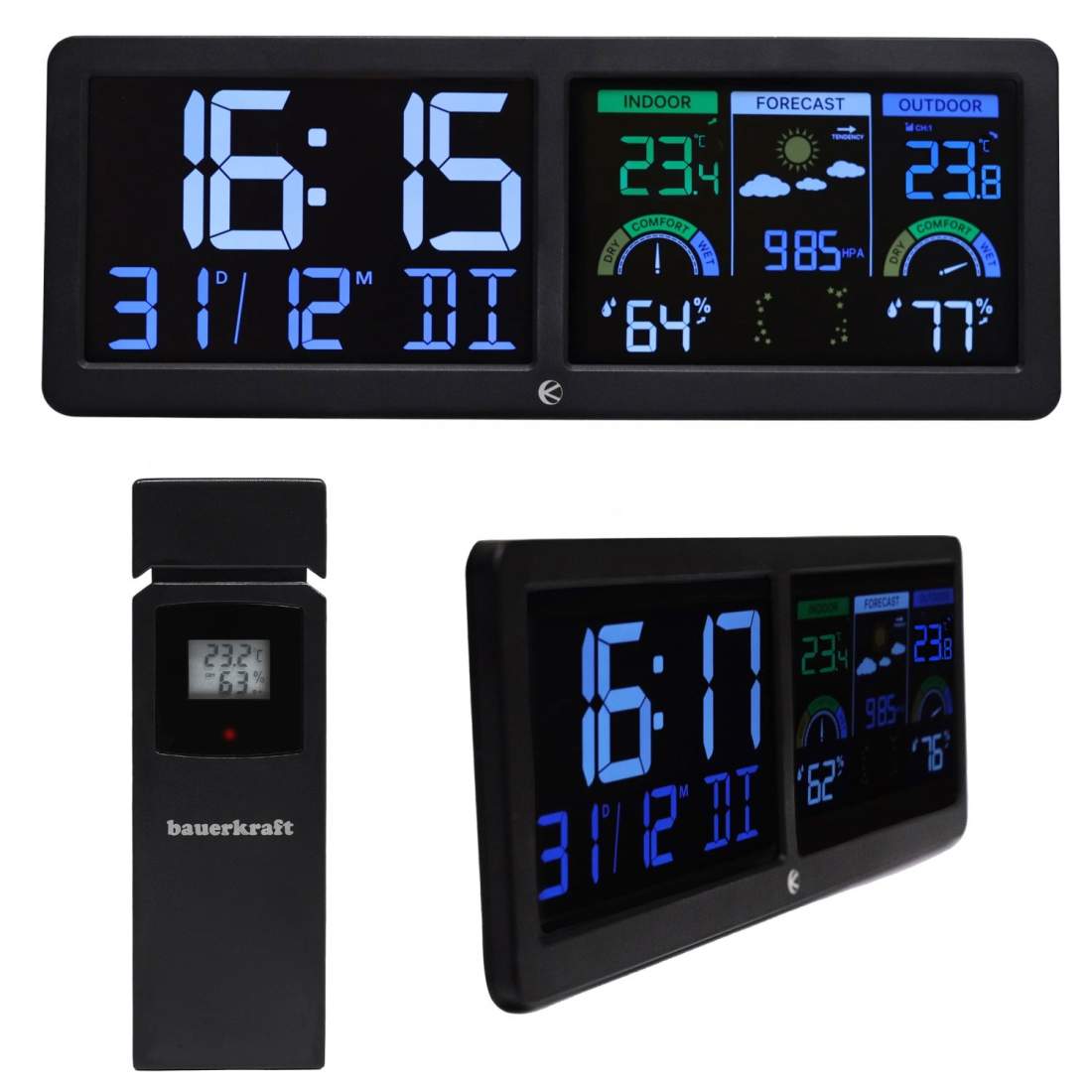 Bakgrundsbelyst trådlös väderstation med utomhussensor, termometer, barometer, klocka | Mode & Accessoarer - Smycken, Smyckesset & Tillbehör - Ringar | Pryloteket