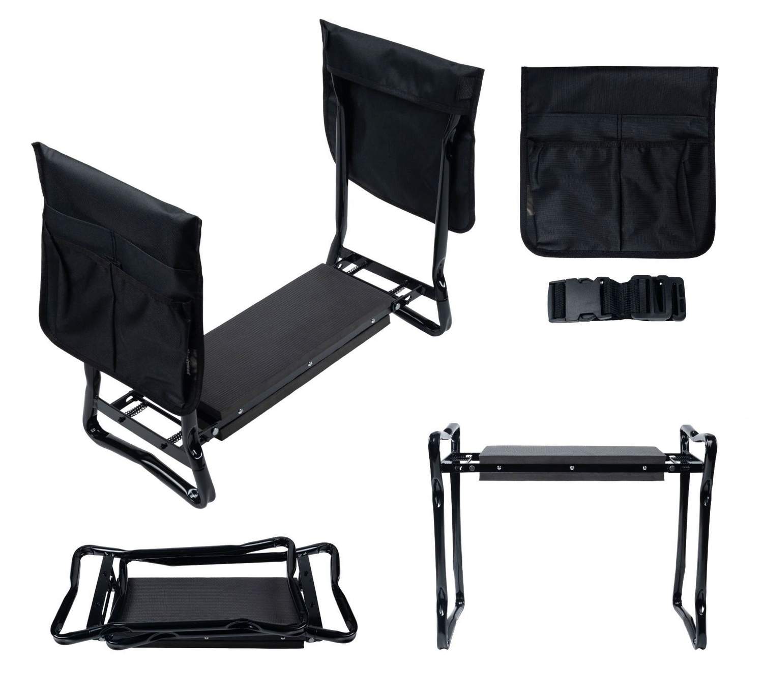 Sammenfoldelig knælende skammel til havearbejde, værktøjsbælte, 2 arrangører