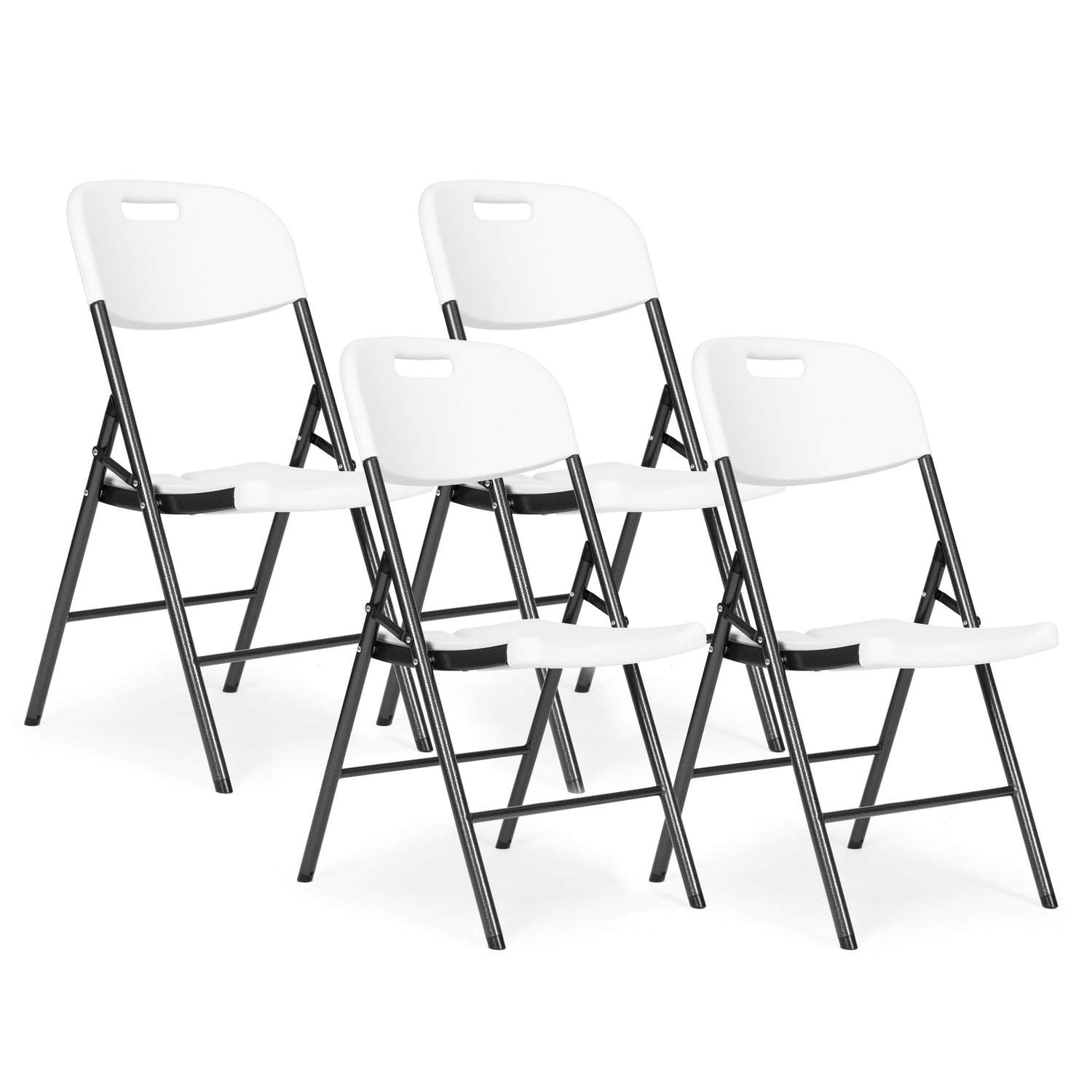 Sæt med 4 klapstole, cateringsæt, metal, HDPE, hvid, ModernHome