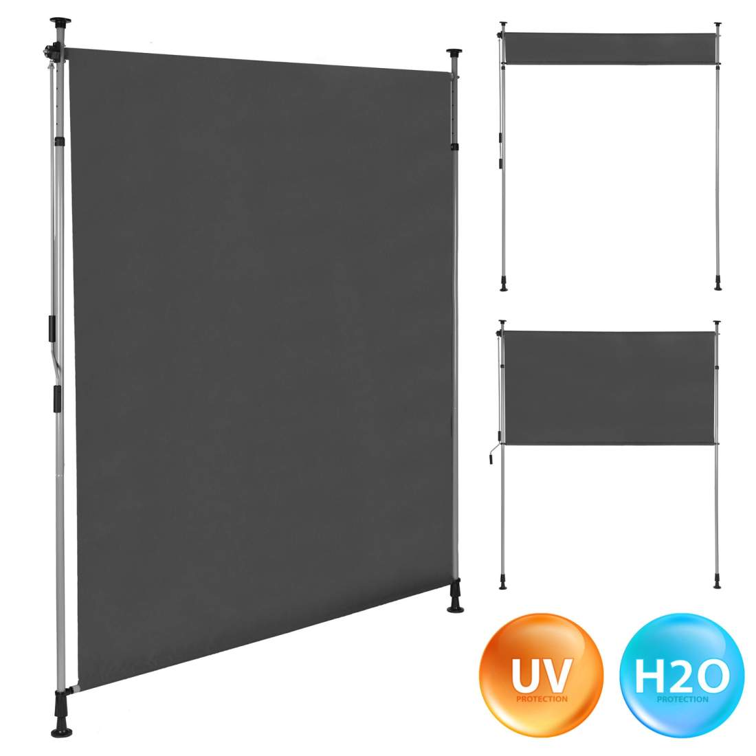 Spännbar infällbar markis med vev, höjdjusterbar, antracit MultiGarden | Hem & Hobby - Hem & Hushåll - Balkong | Pryloteket