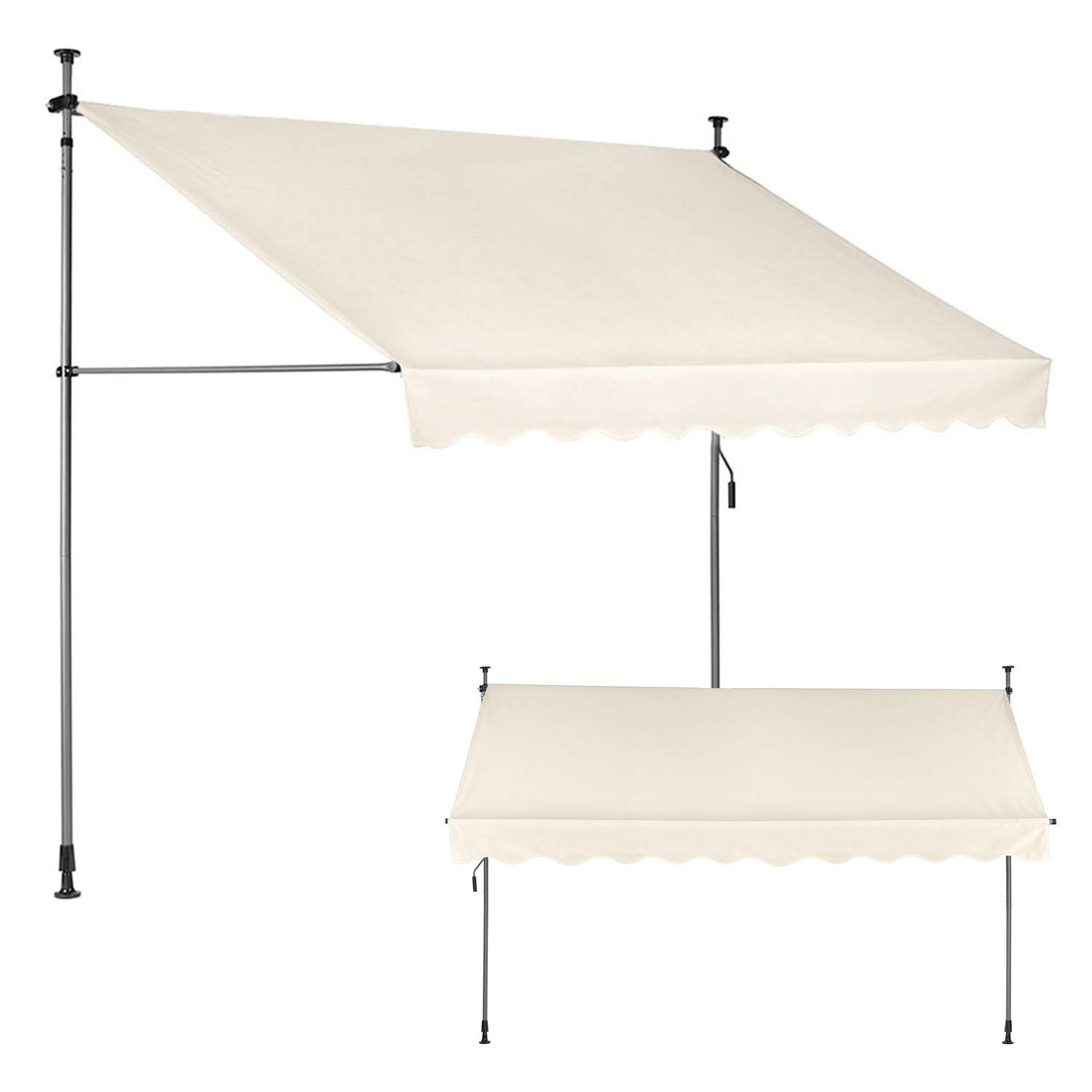 Balkon solsejl Markise 300x120 cm, højdejusterbar, vandtæt med håndsving Beige MultiGarden