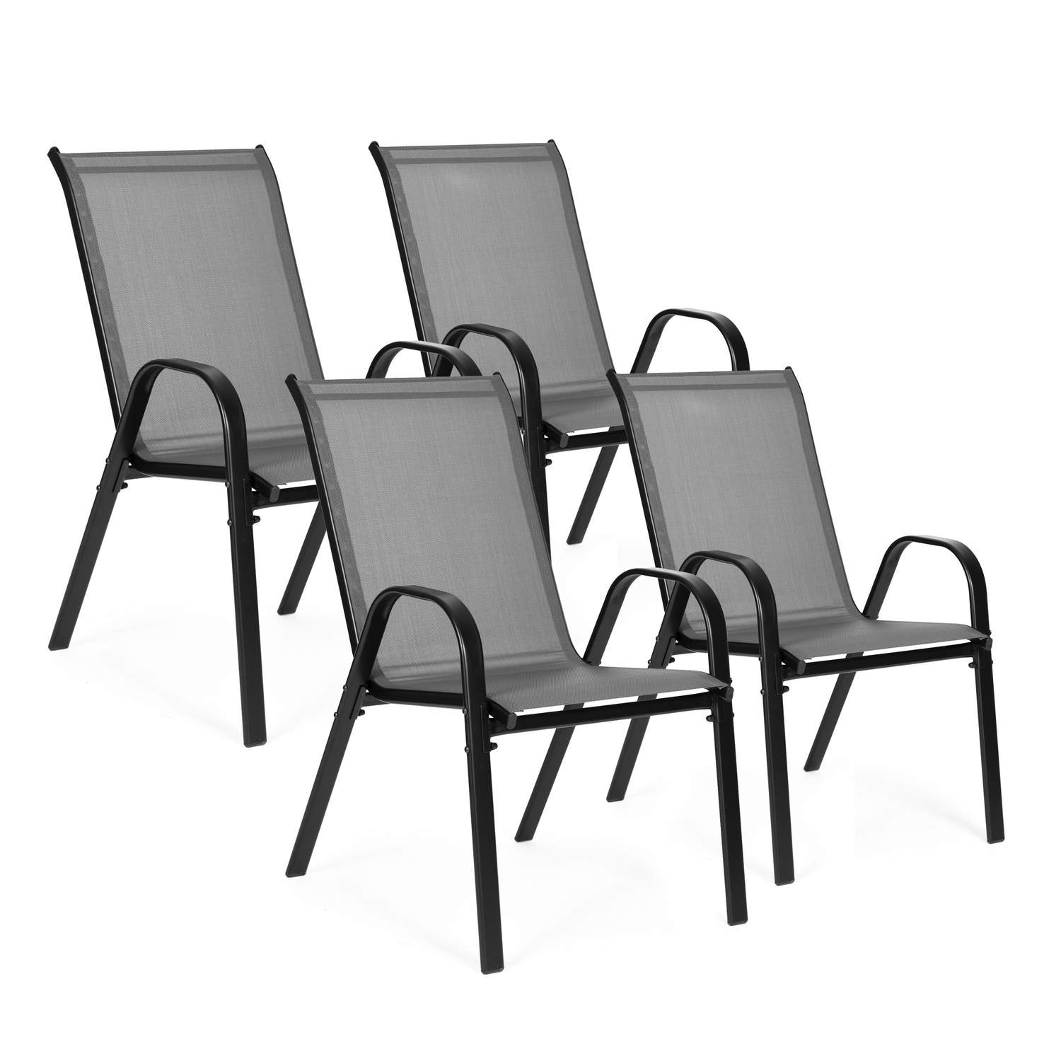 Sæt med 4 havestole til terrasse eller altan Grå MultiGarden