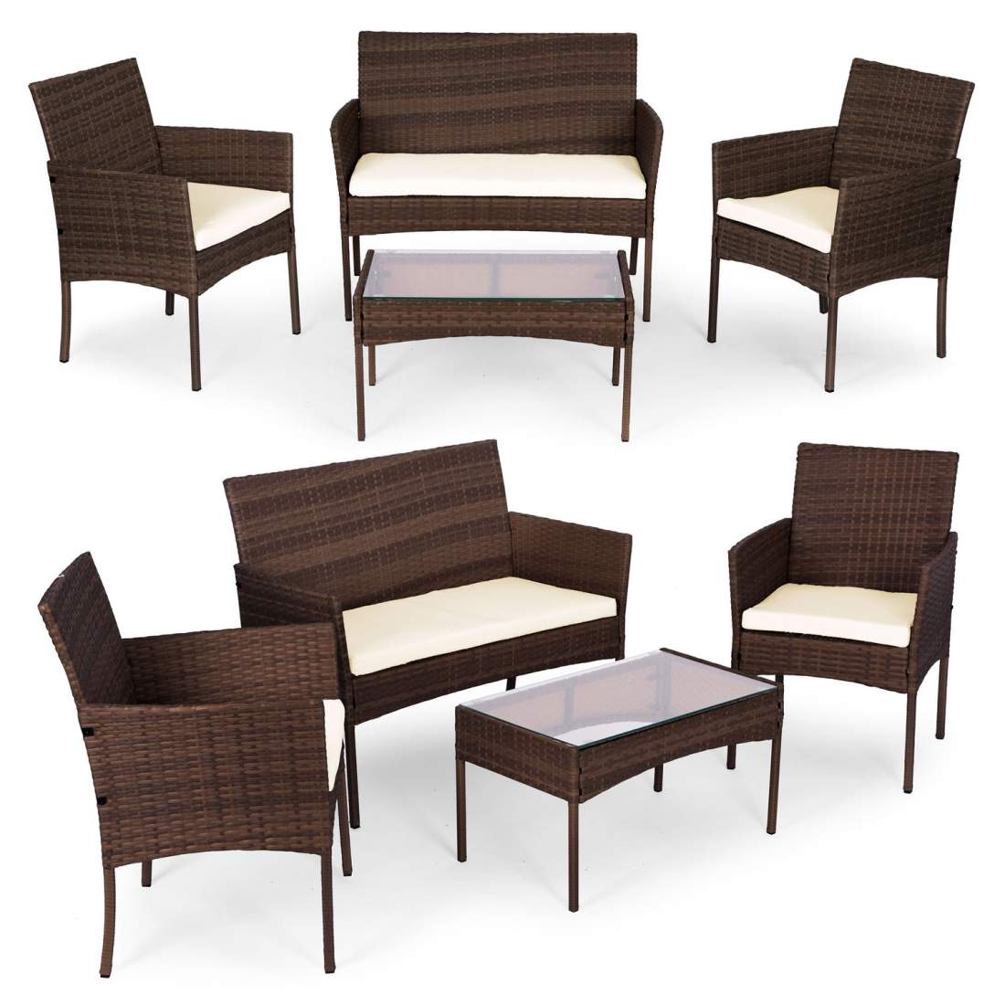 Trädgårdsmöbelset med rottingliknande finish – bänk, bord, stolar Brun MultiGarden | Mode & Accessoarer - Smycken, Smyckesset & Tillbehör - Ringar | Pryloteket