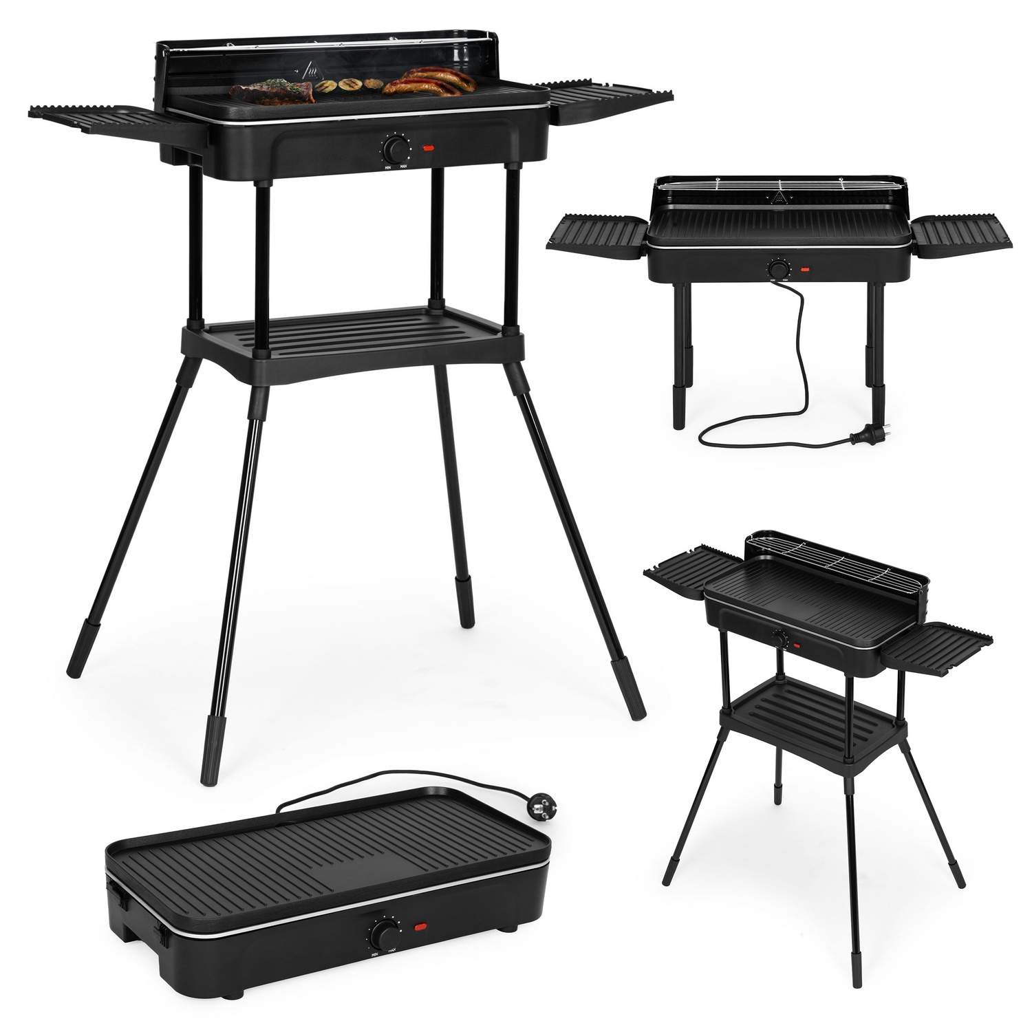 3-i-1 elektrisk grill – stående og bordplade, grillplade, drypbakke, termostat MultiGarden