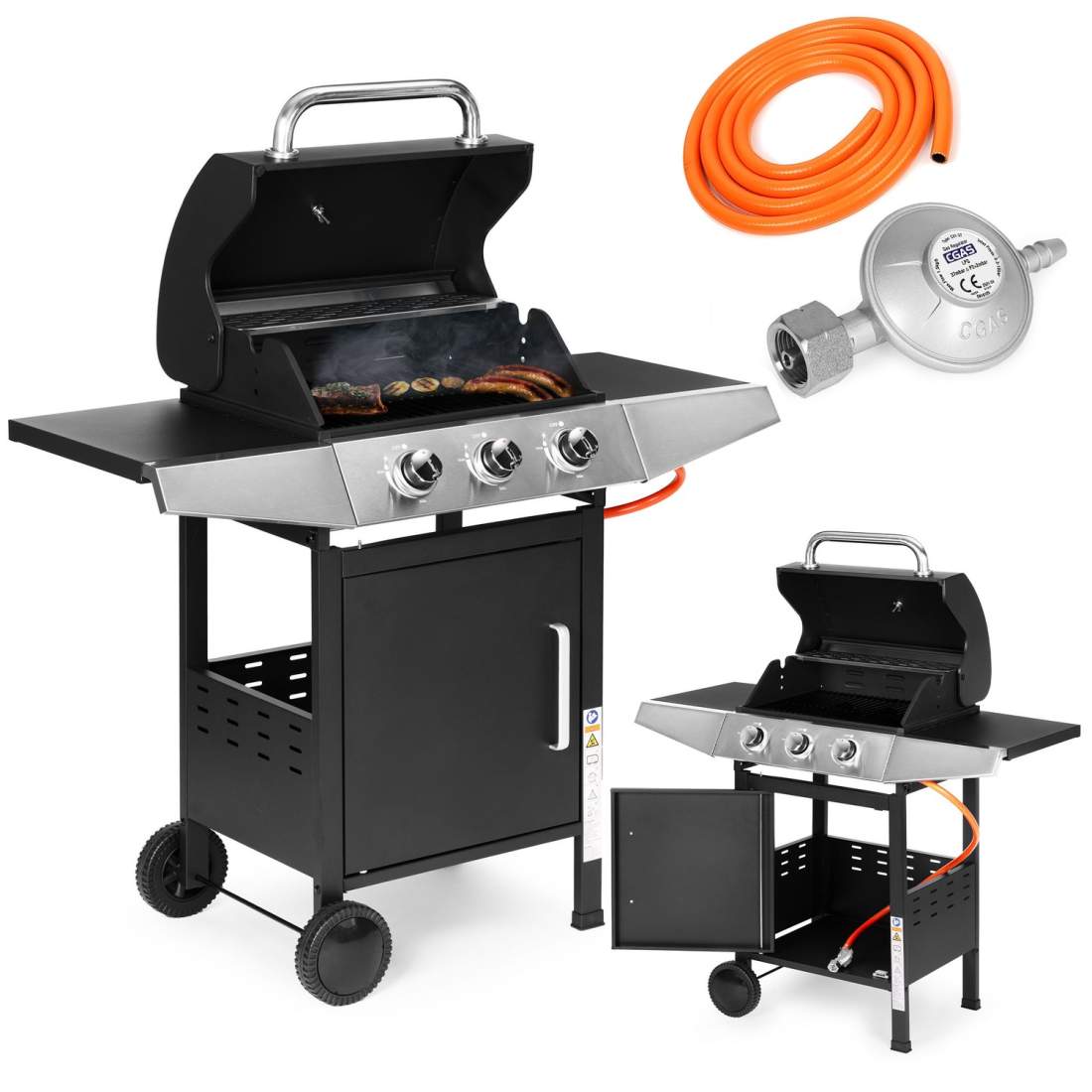 Gasgrill 10,2 kW – stort galler, 3 brännare, termometer, regulator MultiGarden | Hem & Hobby - Hem & Hushåll - Kök - Servering | Pryloteket