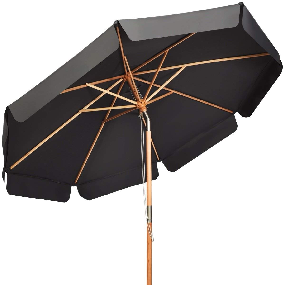 3m parasol med justerbar vippevinkel, 8 tværstænger og vandtæt polyesterstof med UV-beskyttelse, grå