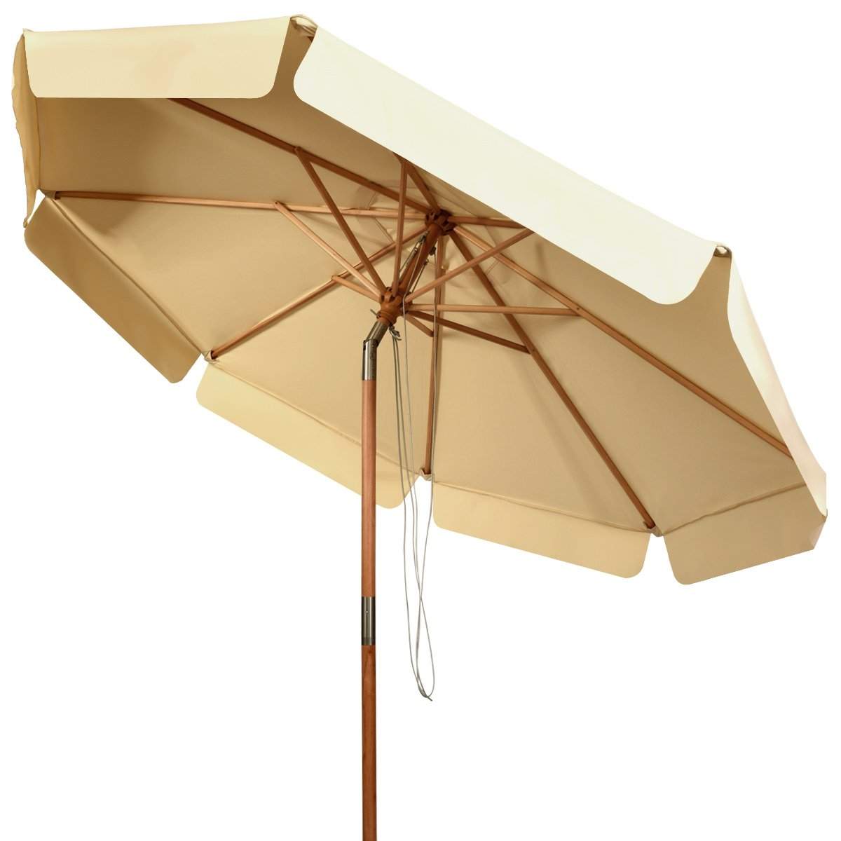 3m vippeparasol lavet af vandtæt polyesterstof terrasseparaply med UV-beskyttelse beige