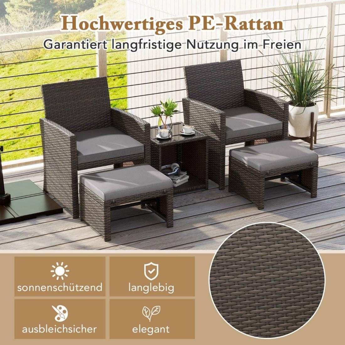 Set med 5 Rotting Möbelset Möbel Uteplats Sittset Brun + Grå | Hem & Hobby - Hem & Hushåll - Tvätt | Pryloteket