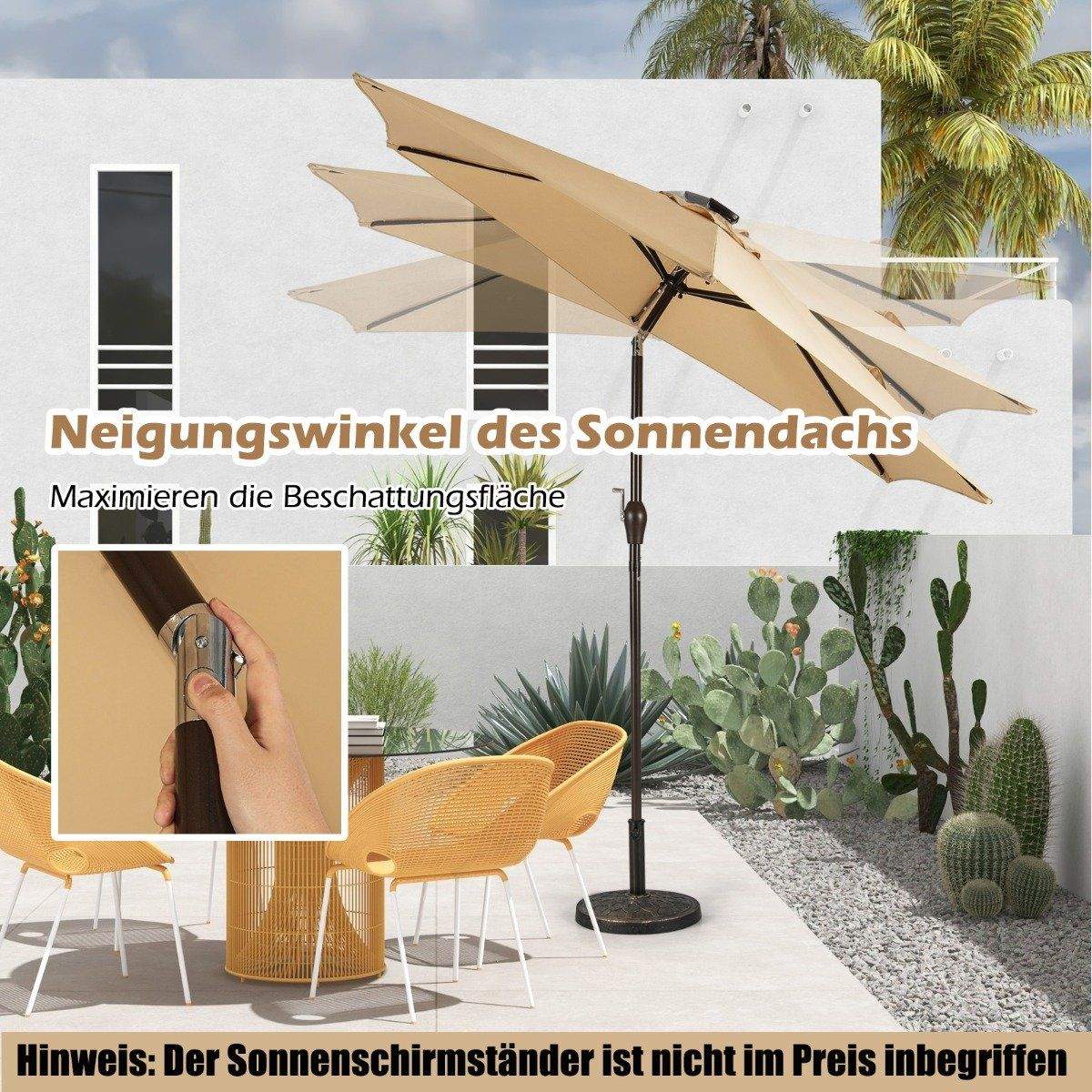 Parasol med solcelle LED-belysning cantilever paraply haveparaply krank paraply 2,7 ​​m beige
