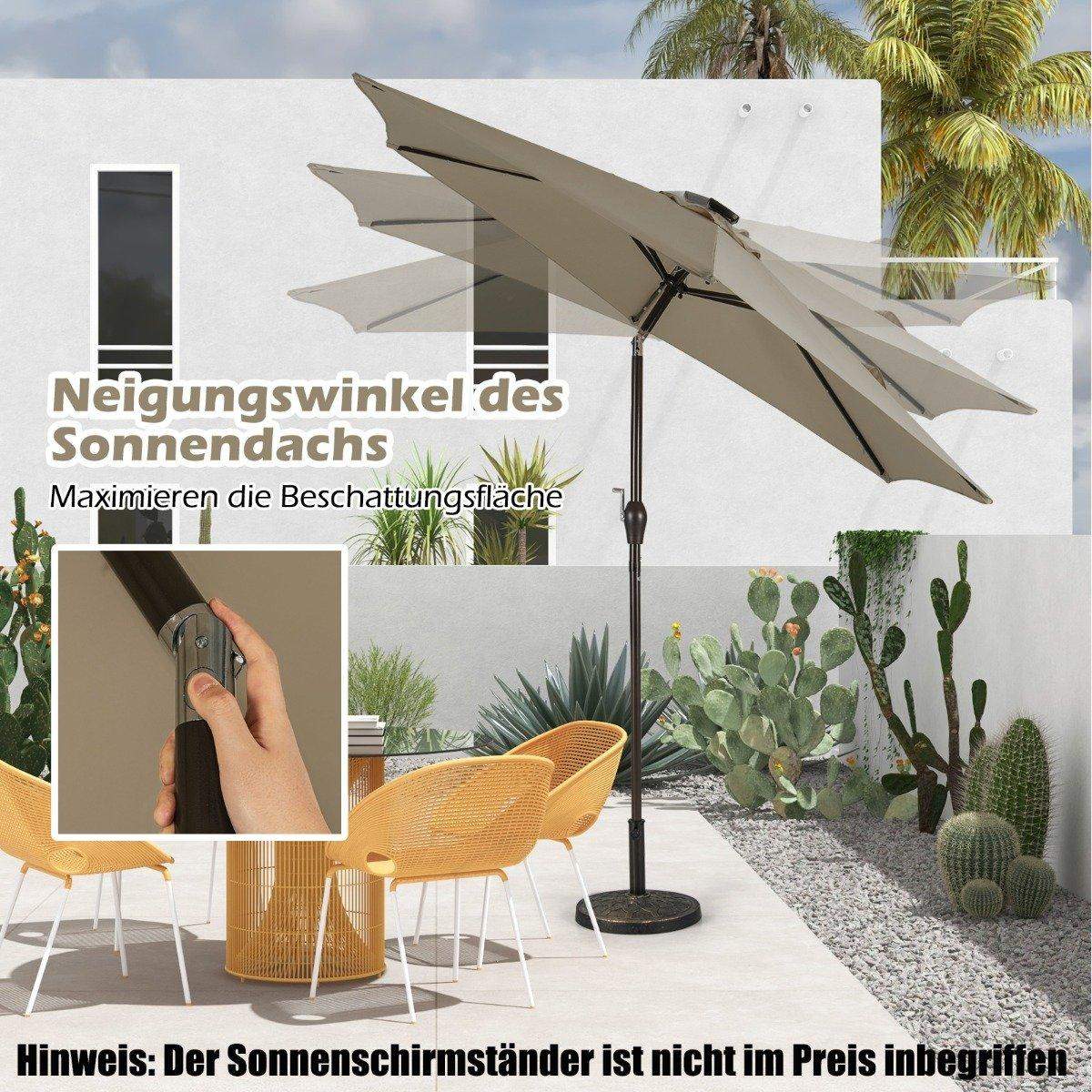 Parasol med solcelle LED-belysning, cantilever paraply, haveparasol, krank paraply, 2,7 m, brun