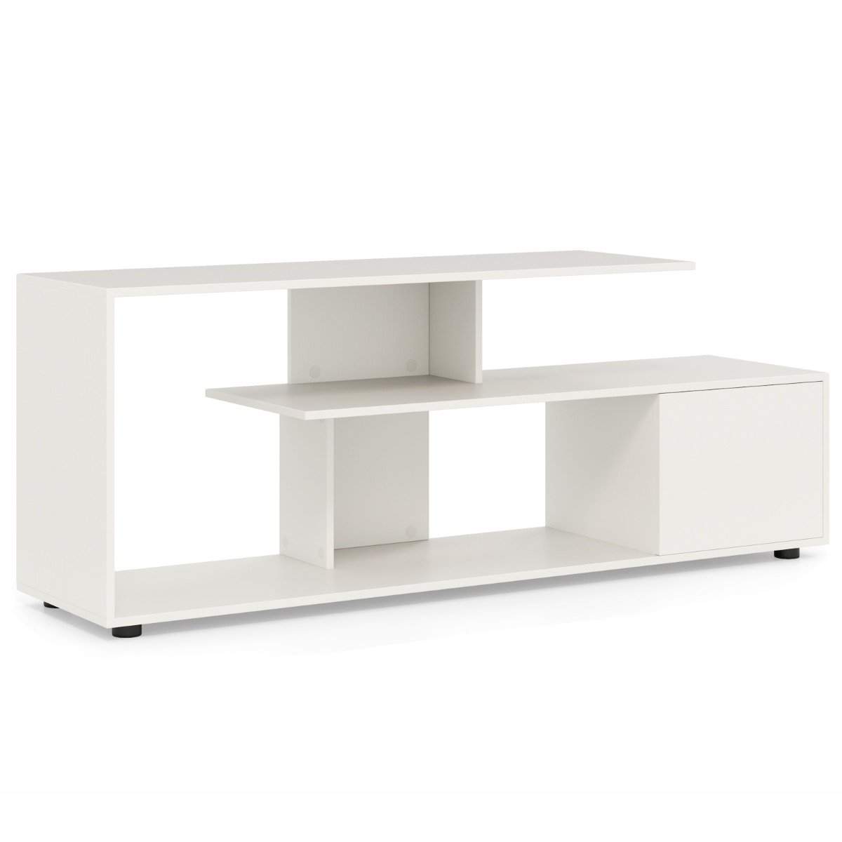 TV-stander til TV op til 55 tommer med hylder & Skab TV-skab lowboard hvid