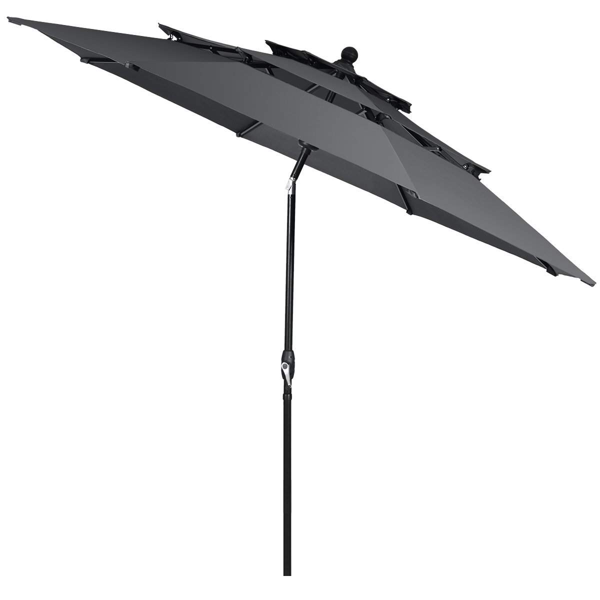 300 cm parasol lavet af aluminium med 3-lags tag, automatisk vippebar paraply, antracit