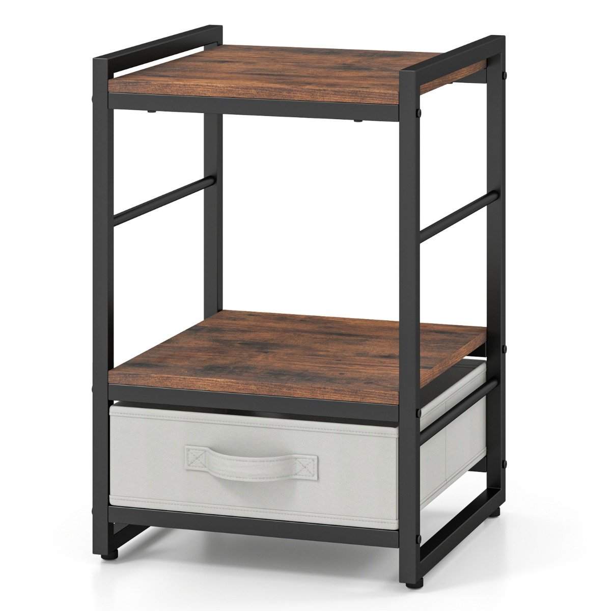 Sengebord med stofskuffe & åbent opbevaringsrum, sidebord, natbord