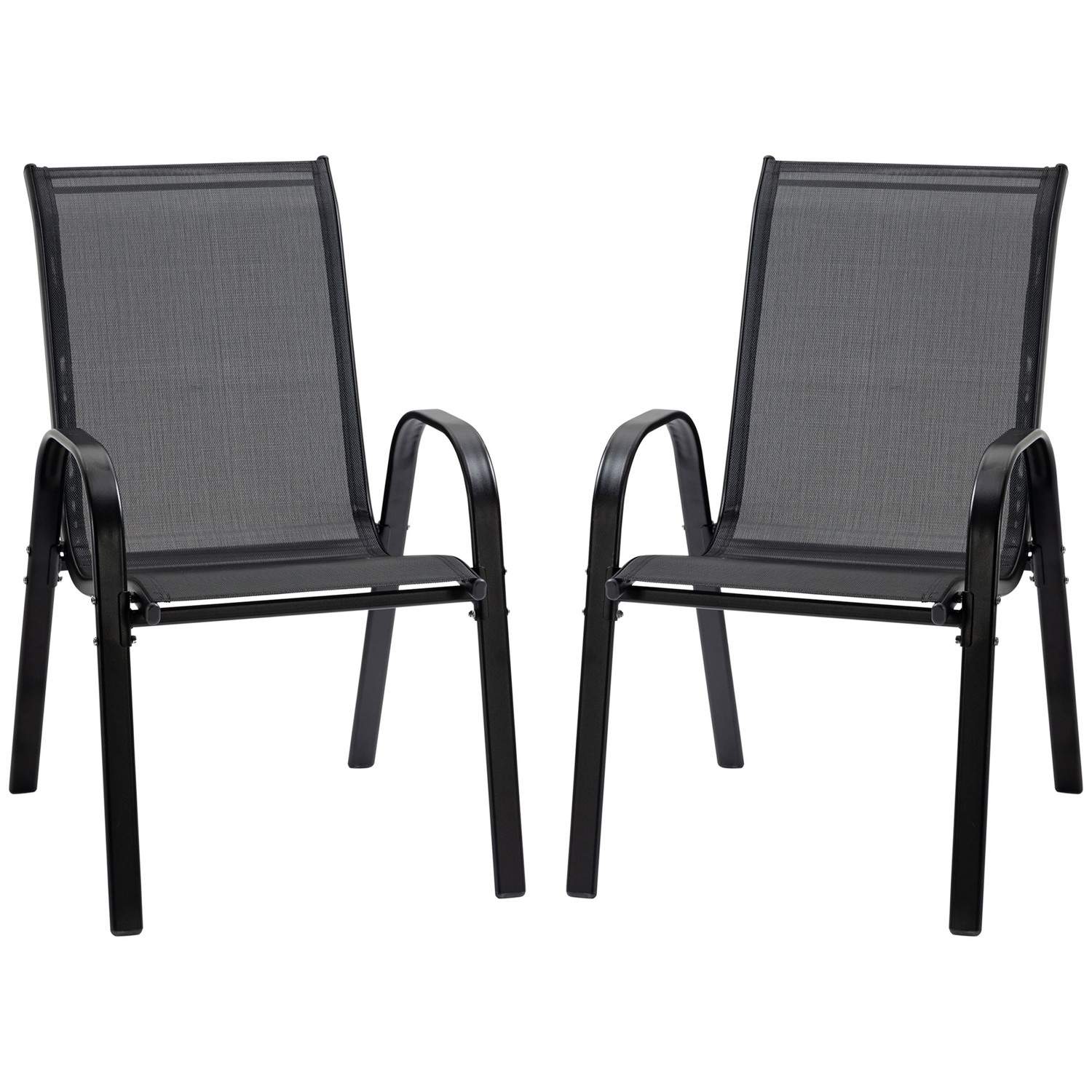 Set med 2 Trädgårdsstolar Staplingsstolar med armstöd Matstolar Trädgårdsmetall Mesh Tyg Svart 70 x 54 x 90 cm | Elektronik - Kablar & Adaptrar - Adaptrar & Signalomvandlare - USB | Pryloteket