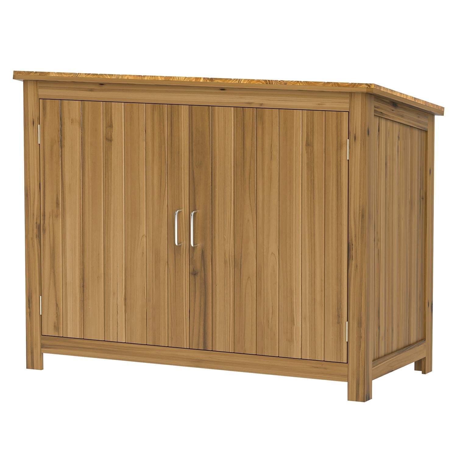 Haveskab i træ, redskabsskur vejrbestandigt 110x50x85cm, redskabsskur med dør, pulttag, hylder, værktøjsskab, haveskur værktøjss