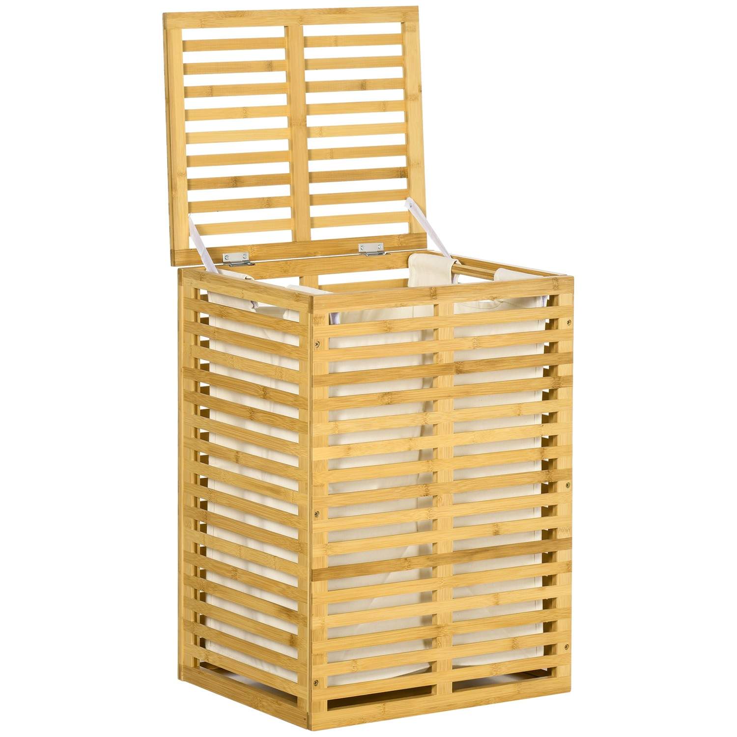 Tvättkorg i bambu med 63 L tvättkorg med lock Avtagbar tvättpåse, stång, tvättkorgar Tvättlåda för tvättstuga Sovrum Badrum Natu | Hem & Hobby - Hem & Hushåll - Badrum | Pryloteket