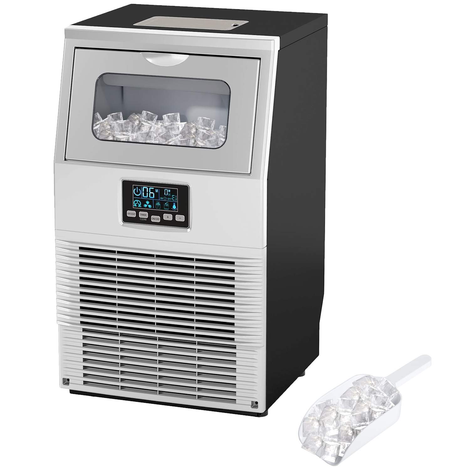 Kommerciel ismaskine 30 kg/24H ismaskine med digital kontrol, isske, selvrensende ismaskine lavet af rustfrit stål til kontor, r