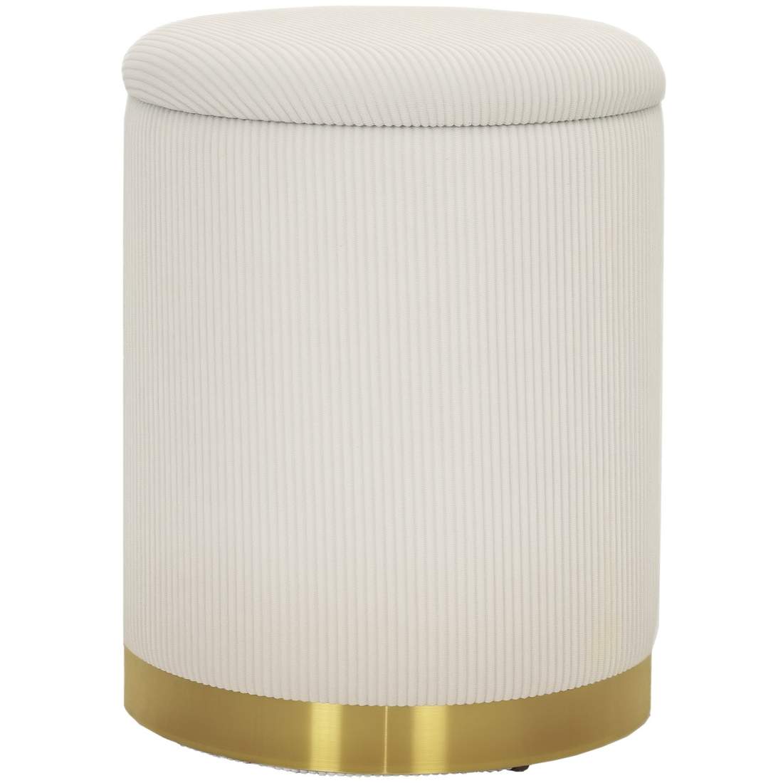 Pall med förvaringsutrymme pall med lock, stålbotten, rund fotpall stoppad pall med fotkuddar, sladdlook 36 x 36 x 44 cm krämvit | Hem & Hobby - Hem & Hushåll - Sovrum | Pryloteket