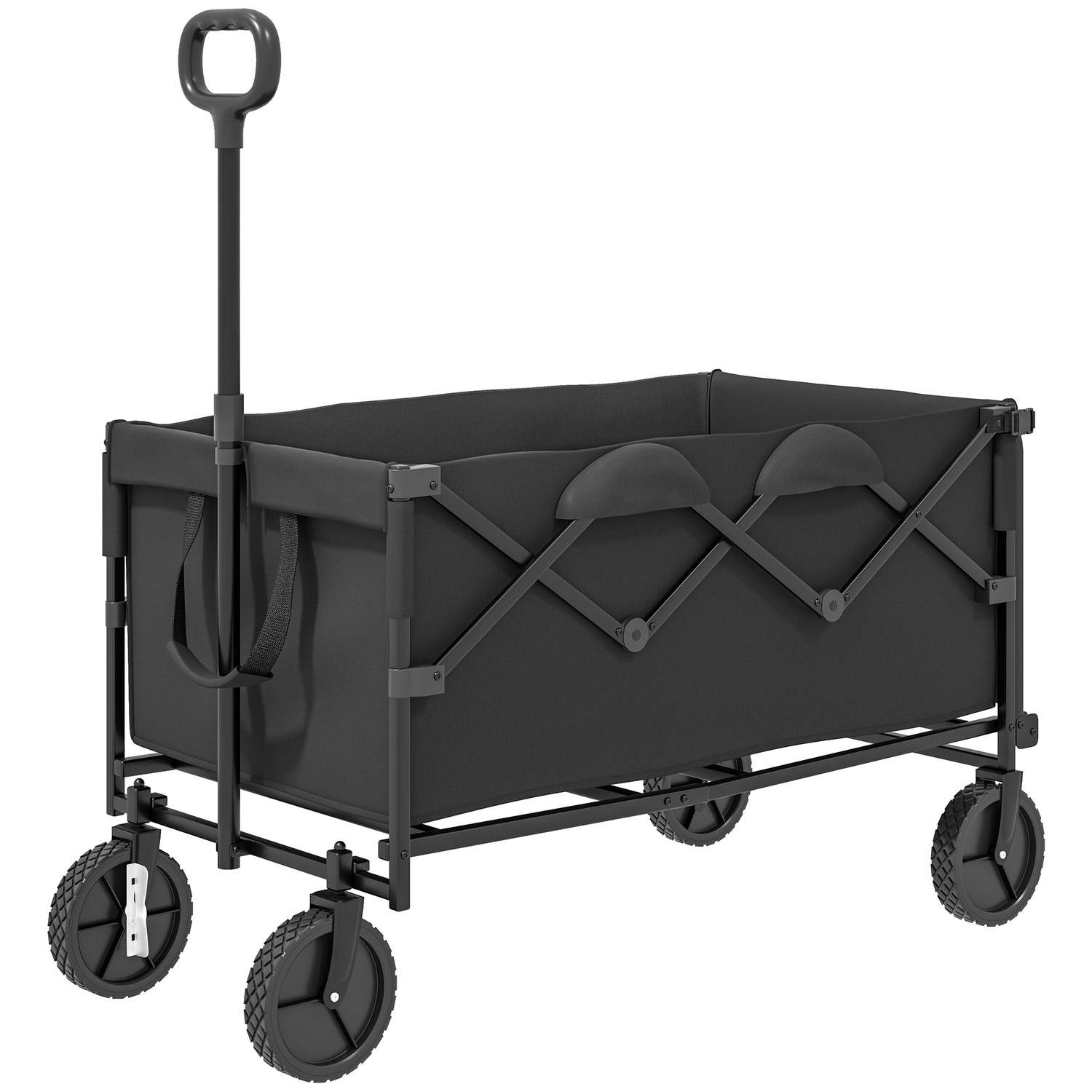 Havevogn, 100 kg bæreevne, foldbar, forlænget transportvogn med aftagelig presenning, håndtagshjul, håndkærre, håndvogn, havevog
