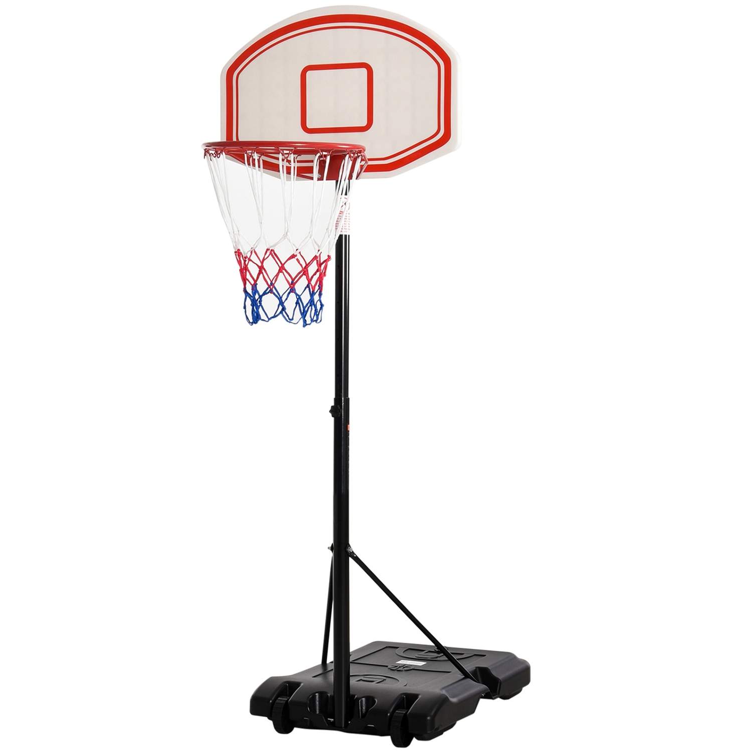 Udendørs basketballkurv justerbar bærbar højdejusterbar kurv 212-250 cm base med hjul metalstolper sort hvid |