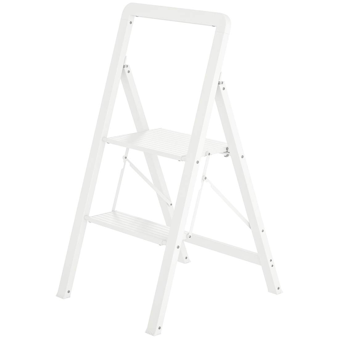 Trappstege med 3 steg, halkfritt fällbart steg med handtag, laster upp till 150 kg, lätt aluminiumstege, 41,5 x 49,7 x 82,6 cm, | Hem & Hobby | Pryloteket