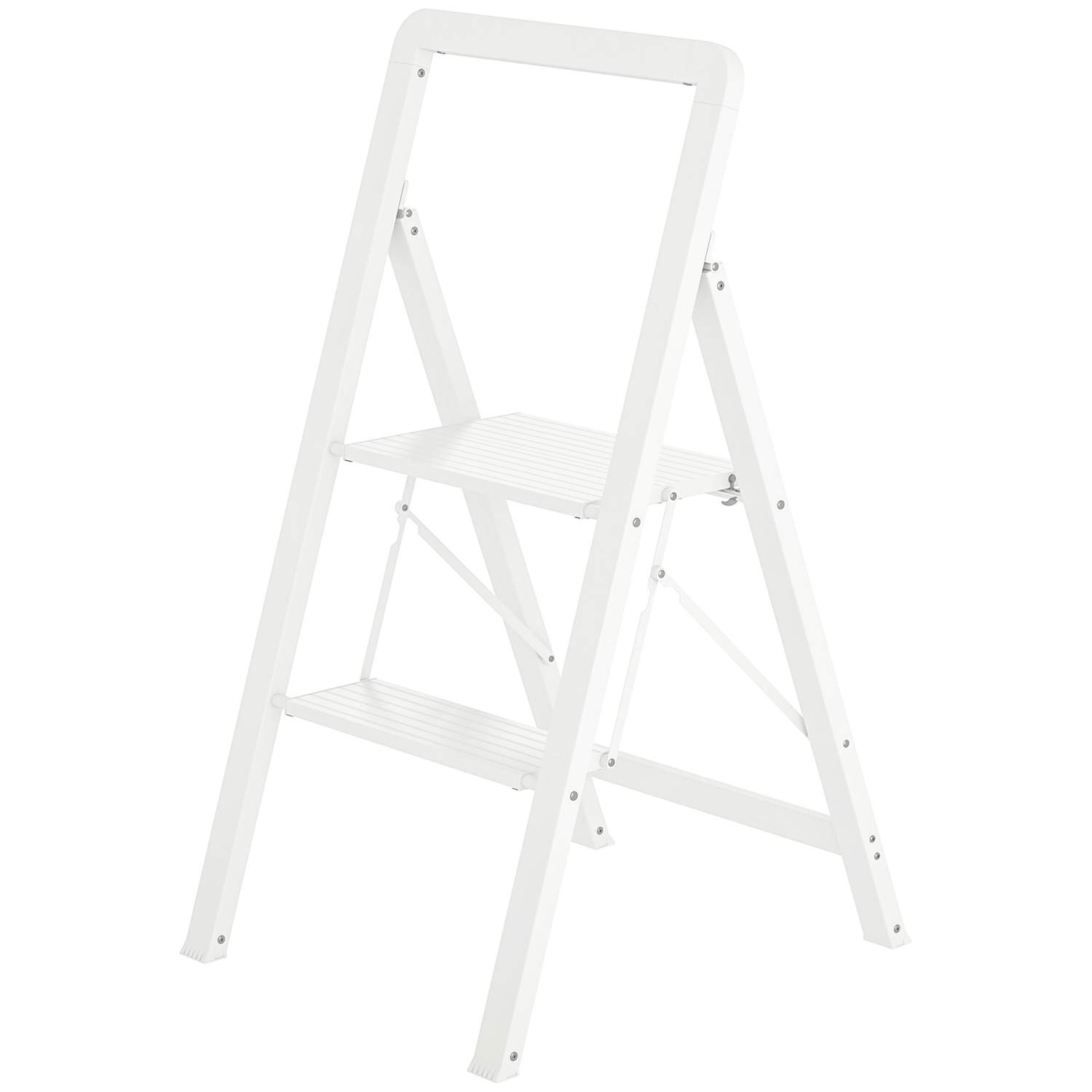 Trinstige med 3 trin, skridsikre foldetrin med håndtag, belastning op til 150 kg, letvægts aluminiumsstige, 41,5 x 49,7 x 82,6 c
