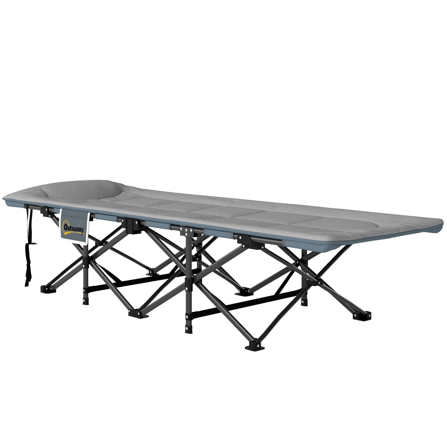 Feltseng sammenklappelig campingseng med madraspude sidelomme 187 x 67 x 37 cm gæsteseng op til 150 kg campingseng til voksne kl