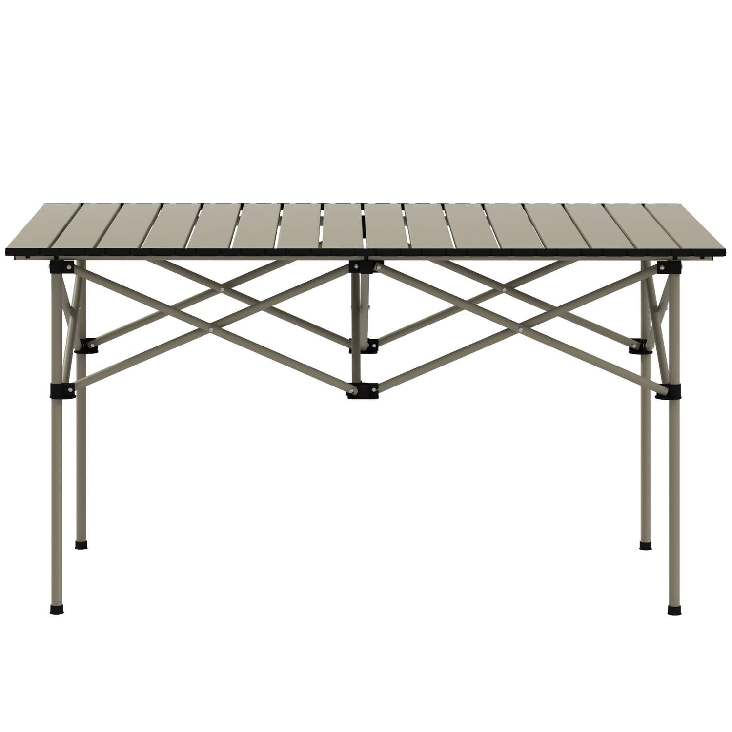 Campingbord klapbord med rullebordplade X-ramme havebord lavet af aluminium letvægts 2 personers sidebord klapbord til havebalko