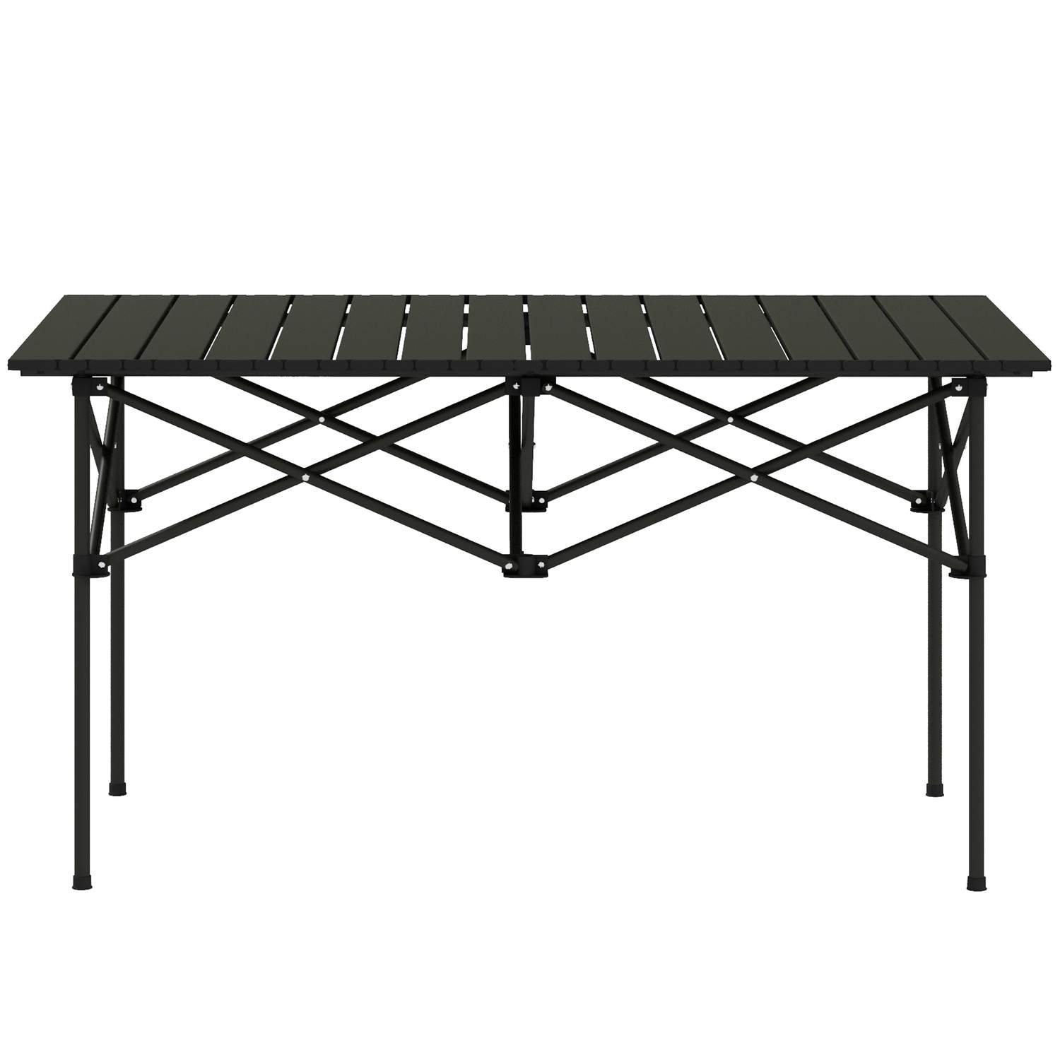 Campingbord klapbord med rullebordplade X-ramme havebord lavet af aluminium letvægts 2 personers sidebord klapbord til havebalko