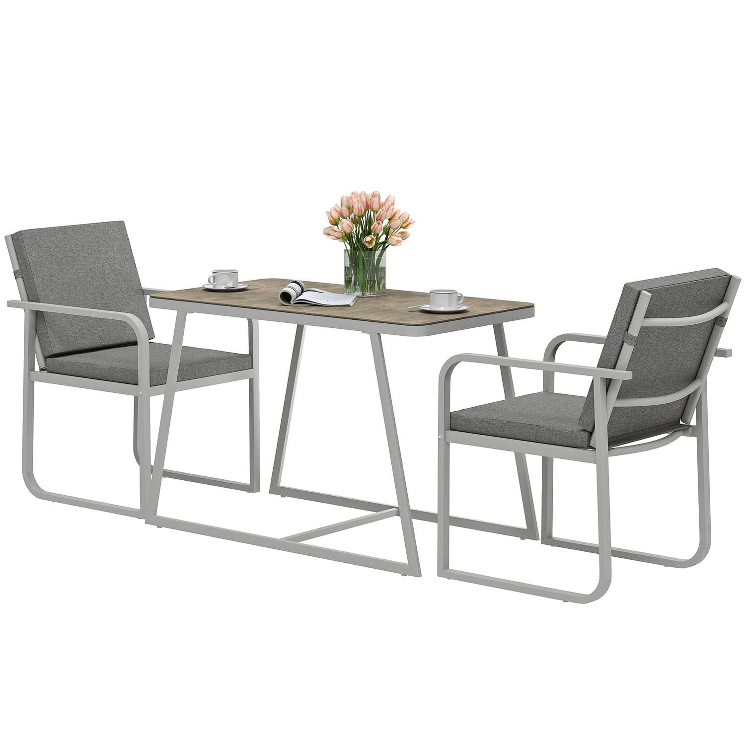 3-delad sittgrupp, matgrupp för 2 personer, matbord med 4 stolar, sittdynor, matsalsgrupp med glasbord, köksbordsset, balkongmöb | Hem & Hobby - Hem & Hushåll - Balkong | Pryloteket